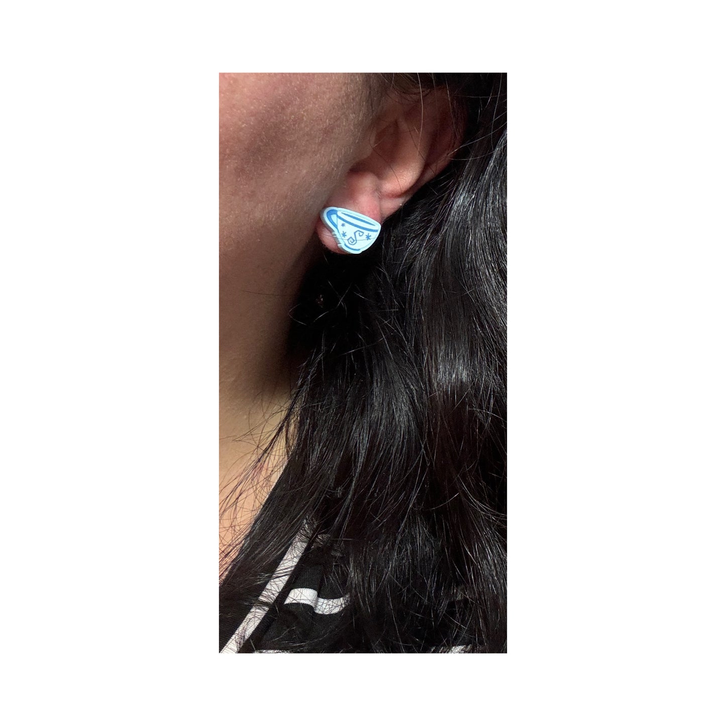 Blue Tea Cup Post Earrings