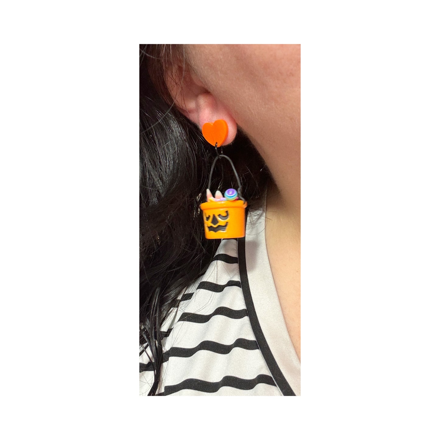 90s Pumpkin Bucket 3D Drop Earrings