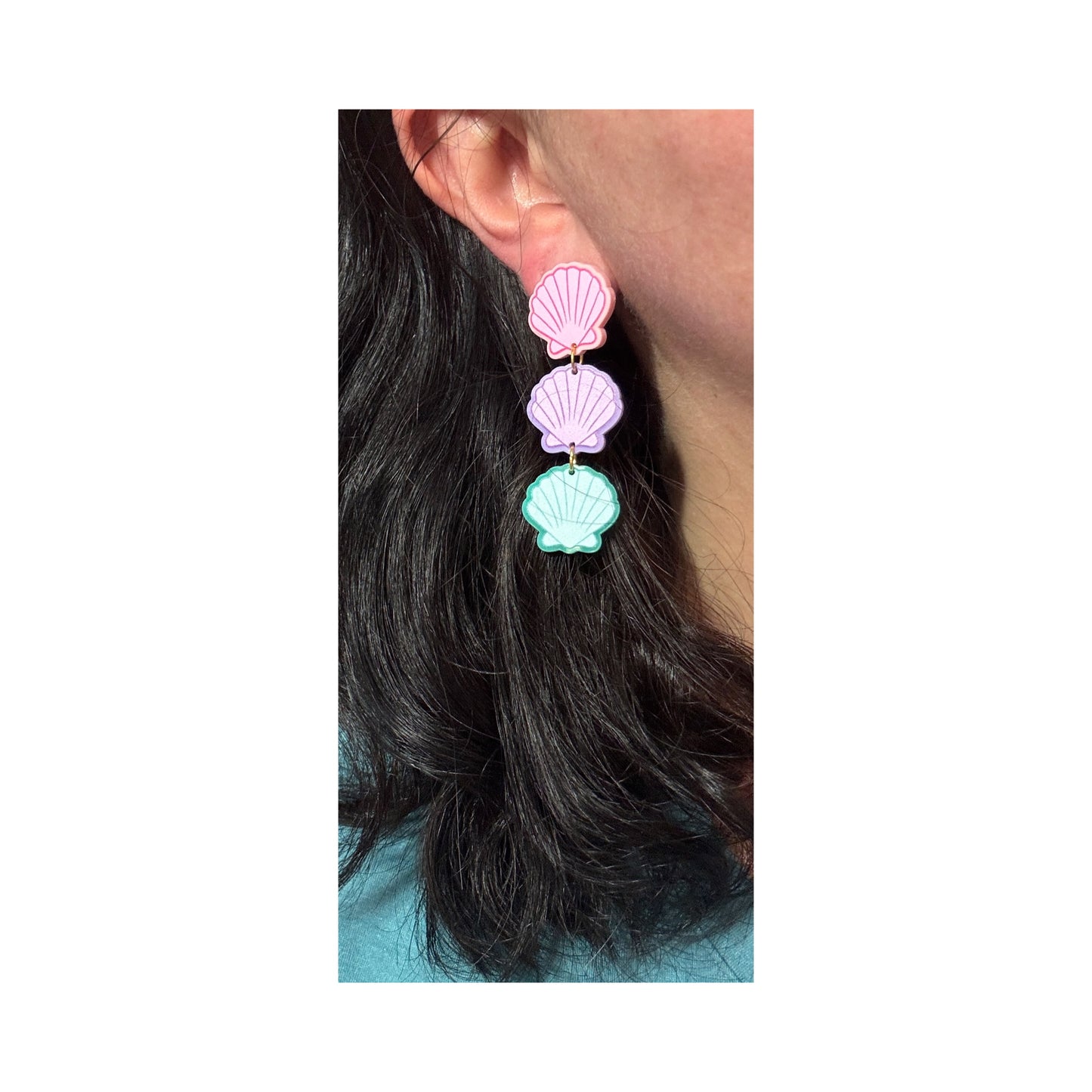 Pastel Sea Shell Tiered Drop Earrings