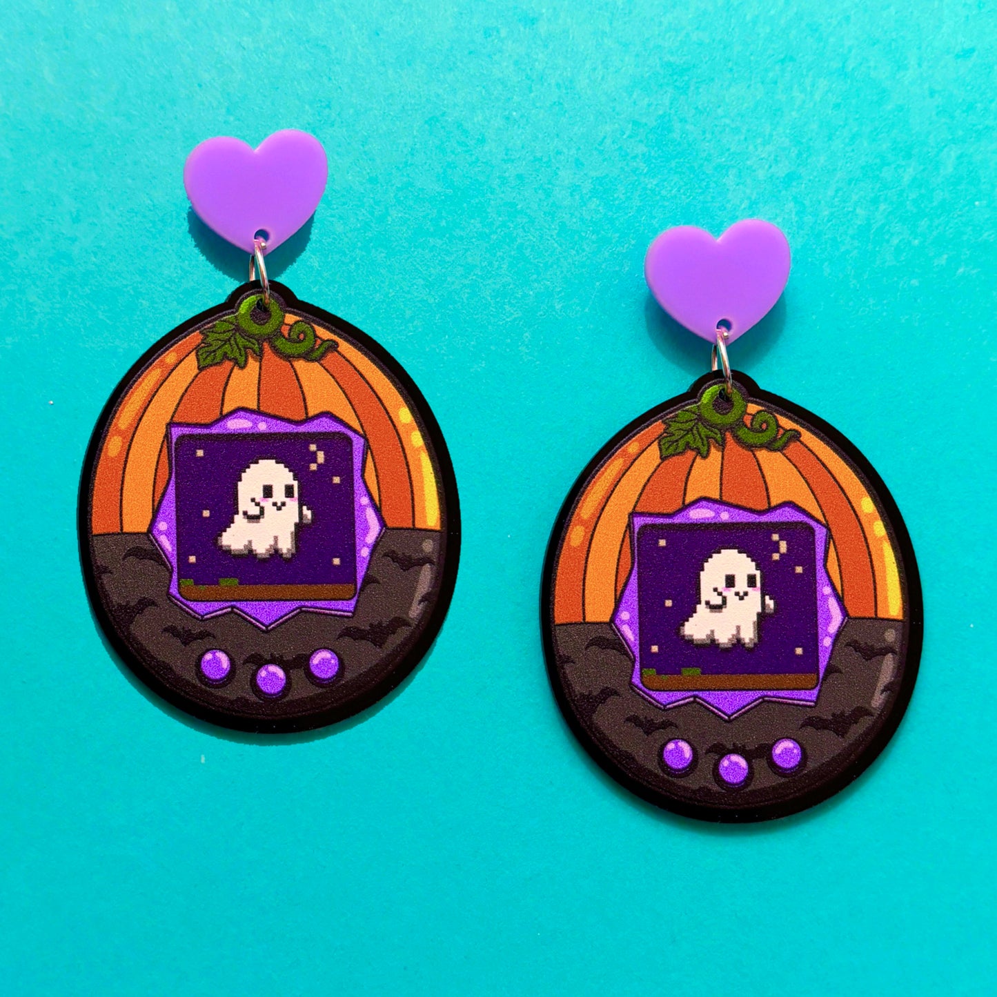 Spooky Digital Pet Drop Earrings