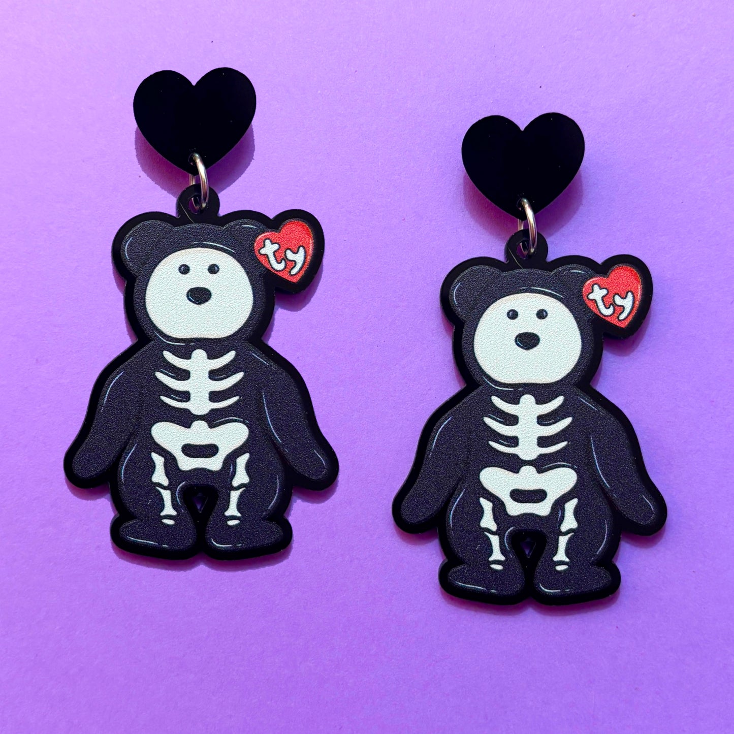 Skeleton Bean Bear Drop Earrings
