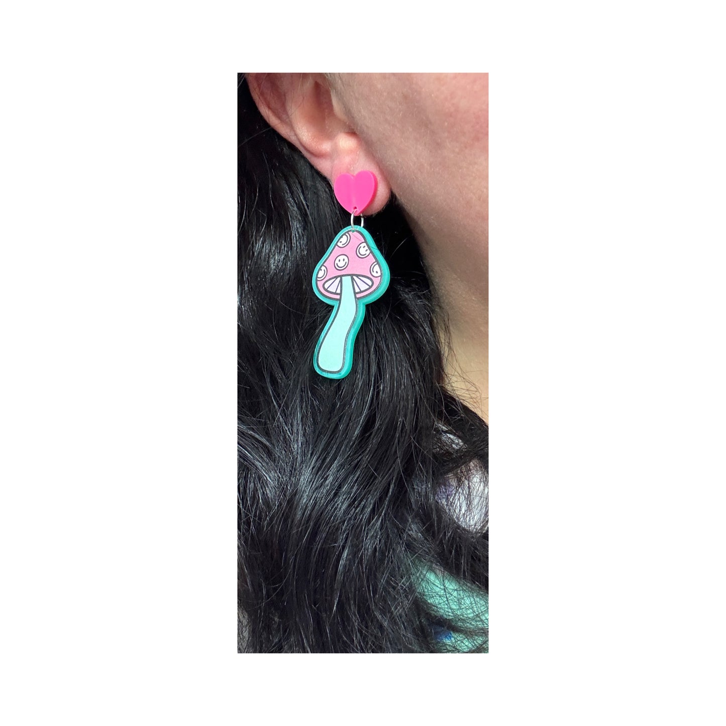 Retro Smiley Mushroom Drop Earrings