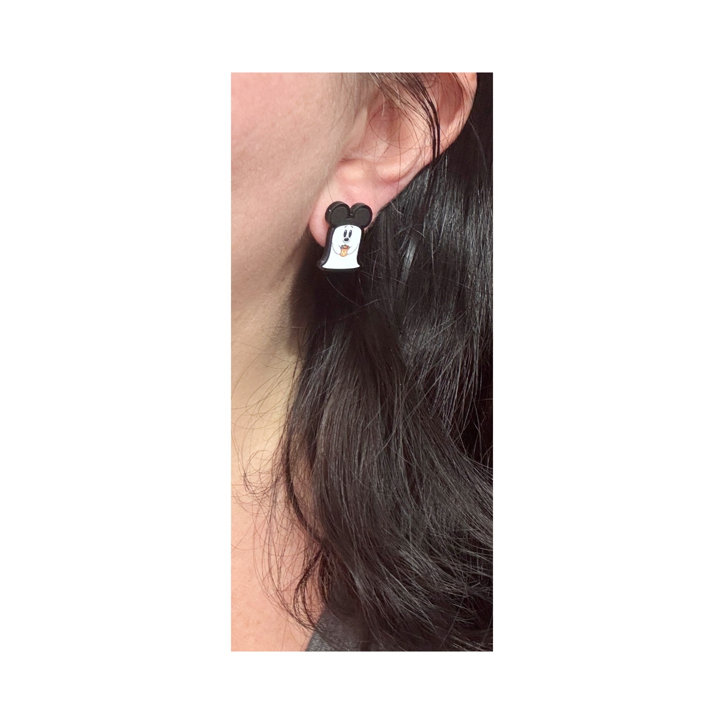 Cutie Mouse Ghost Couple Popcorn Bucket Post Earrings