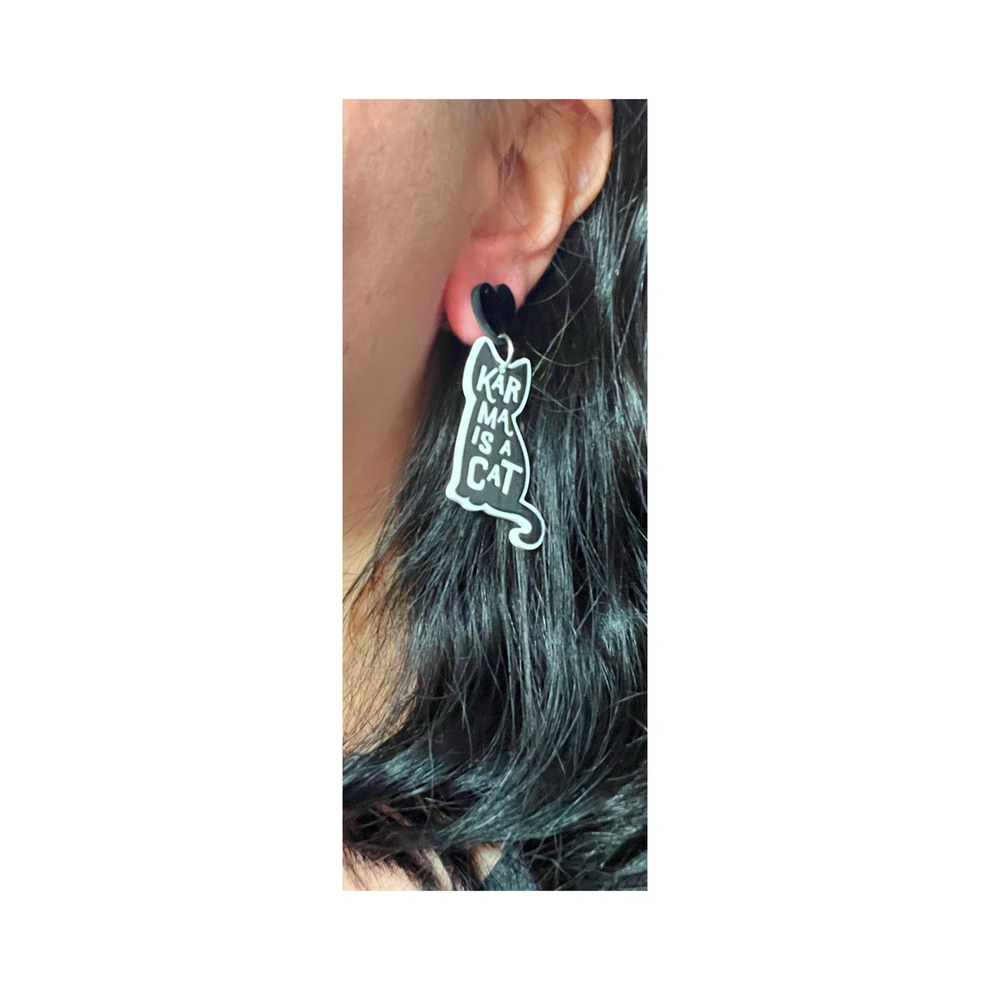Karma Is A Cat Acrylic Drop Earrings