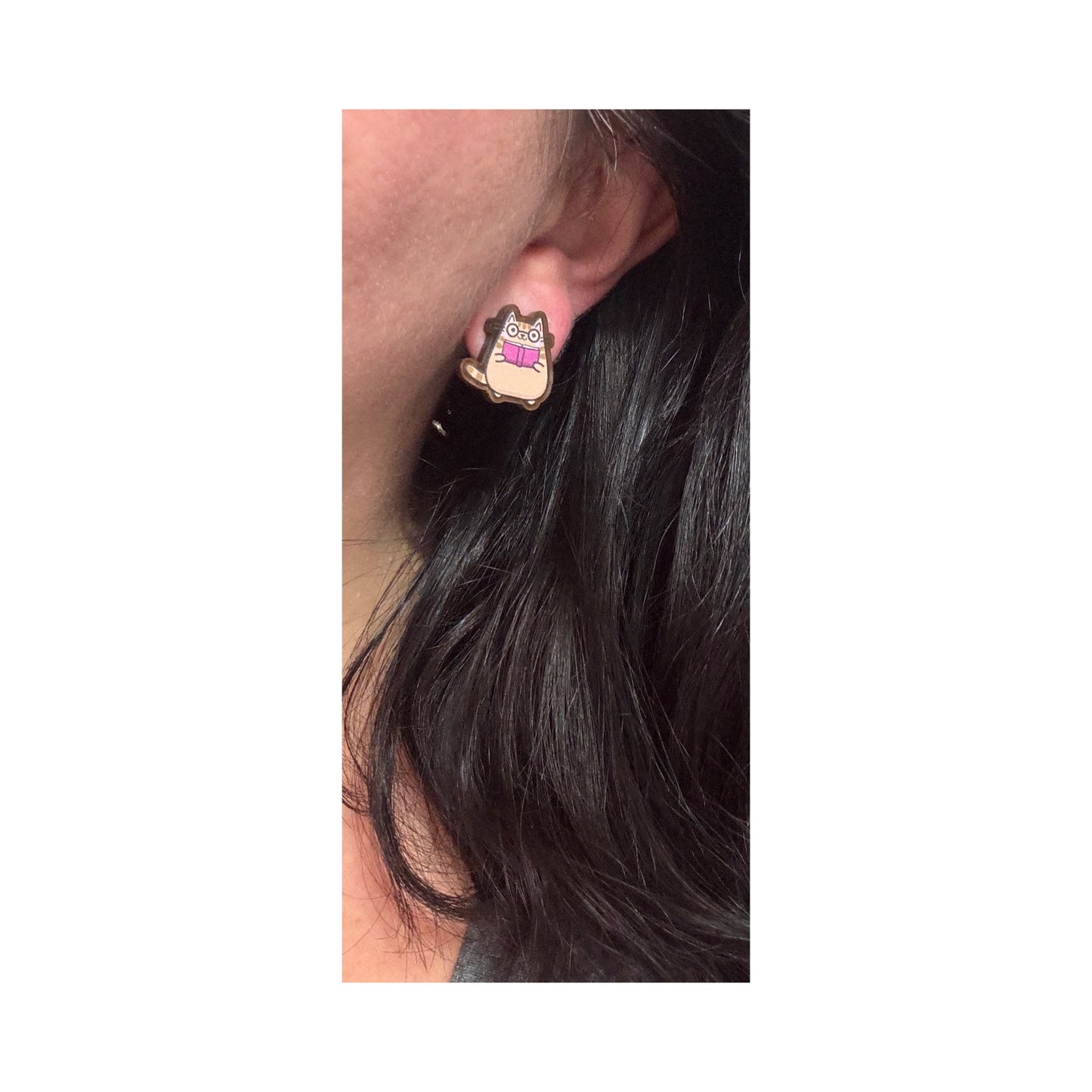 Bookish Cat Post Earrings