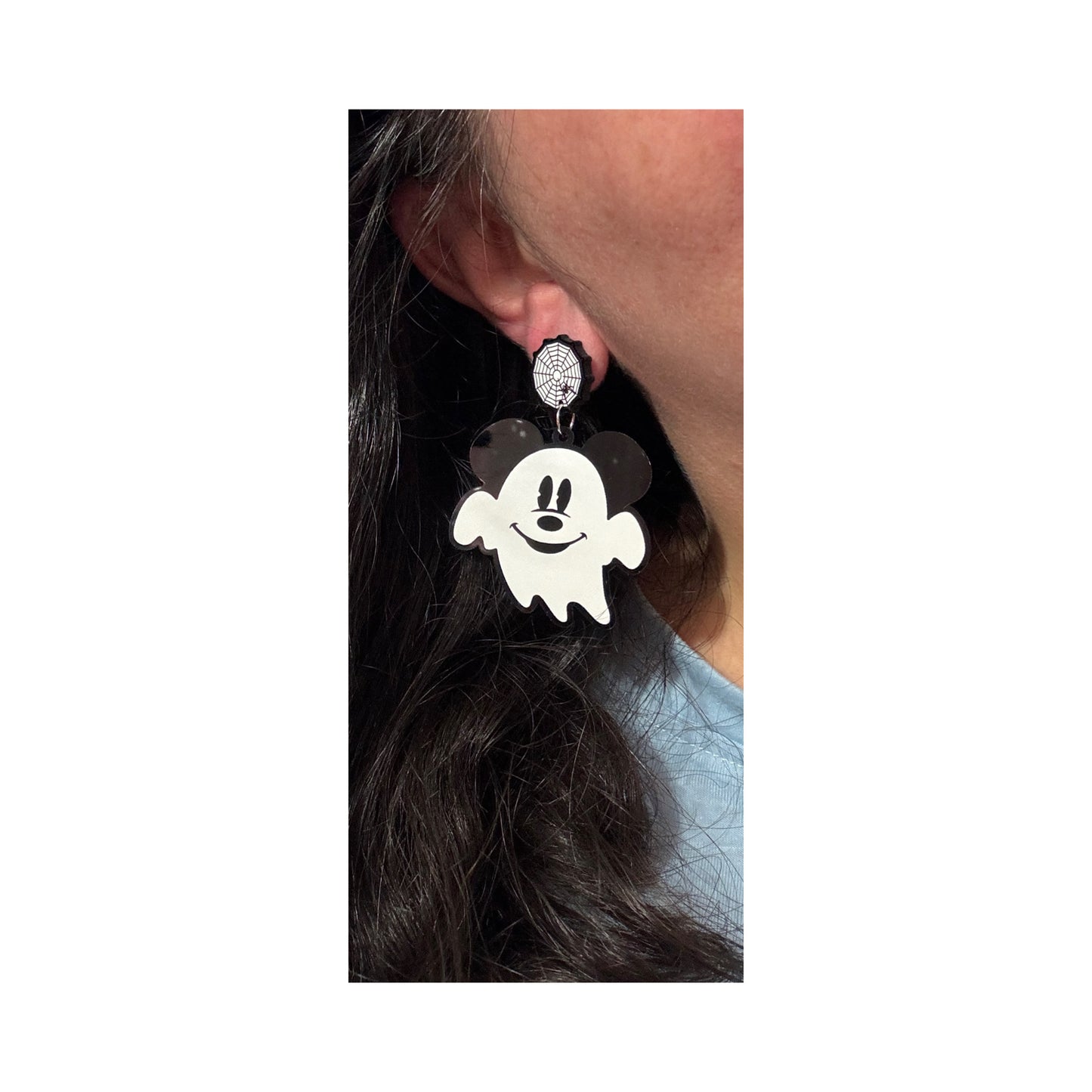 Mouse Ghost Spiderweb Drop Earrings