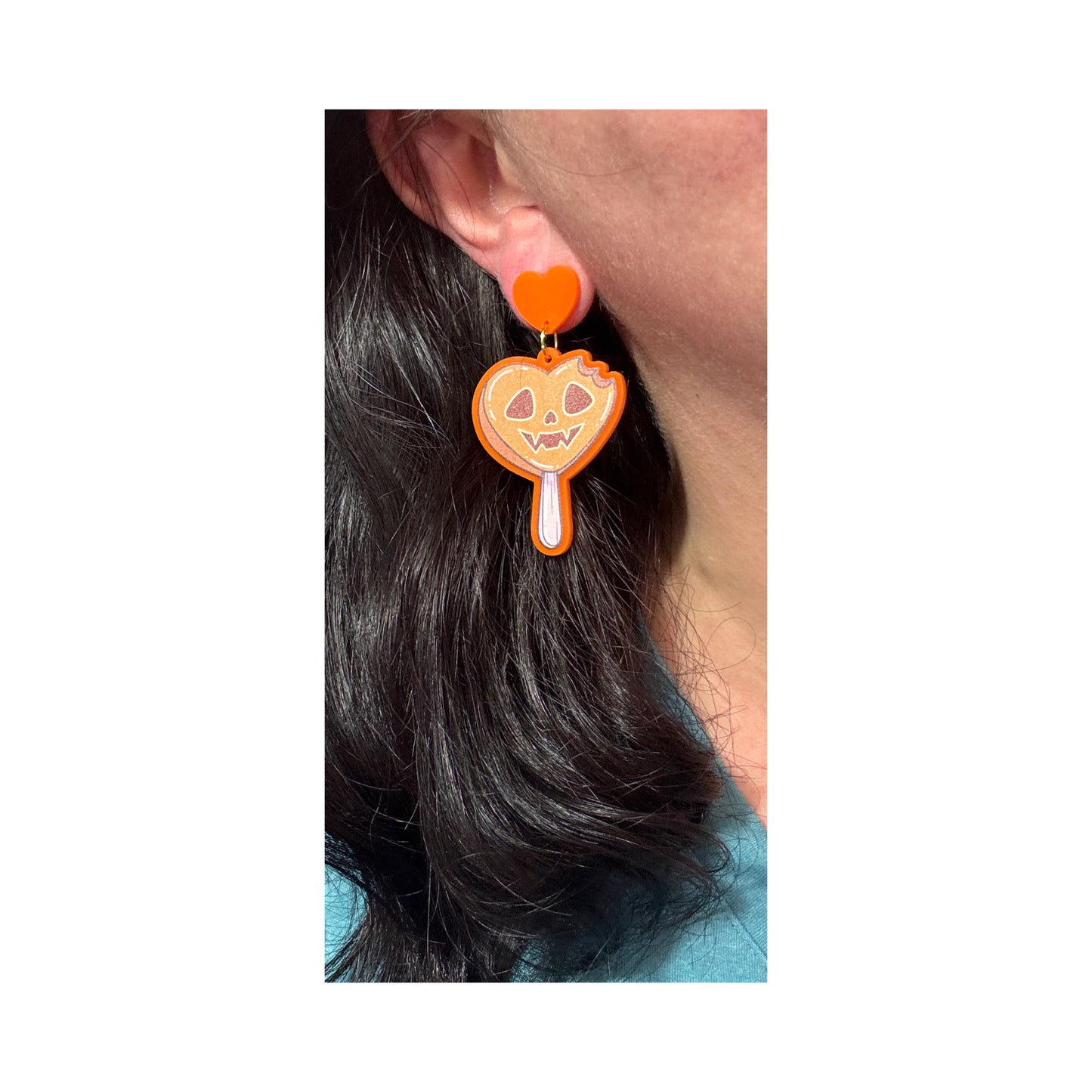 Jack-o’-lantern Ice Cream Bar Drop Earrings
