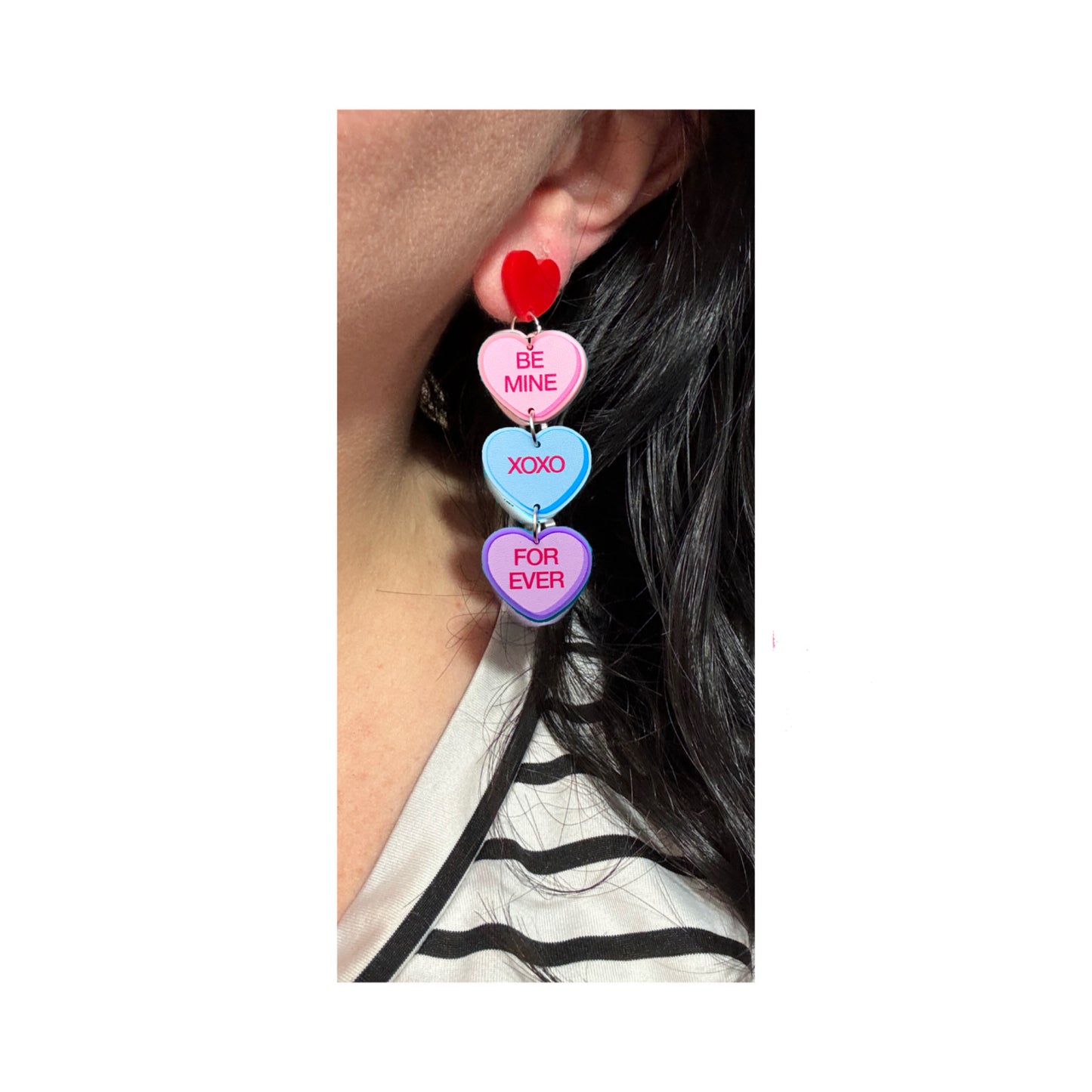 Conversation Heart Tiered Drop Earrings