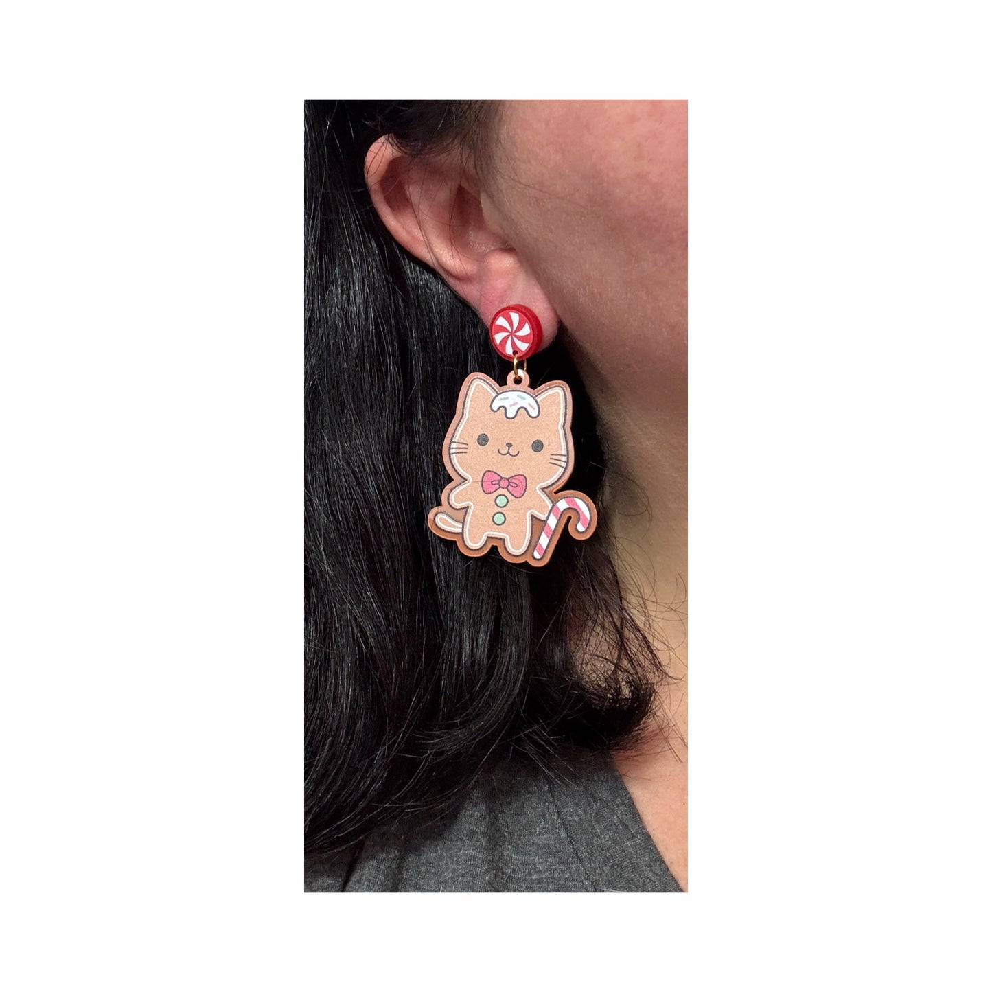 Gingerbread Kitty Drop Earrings