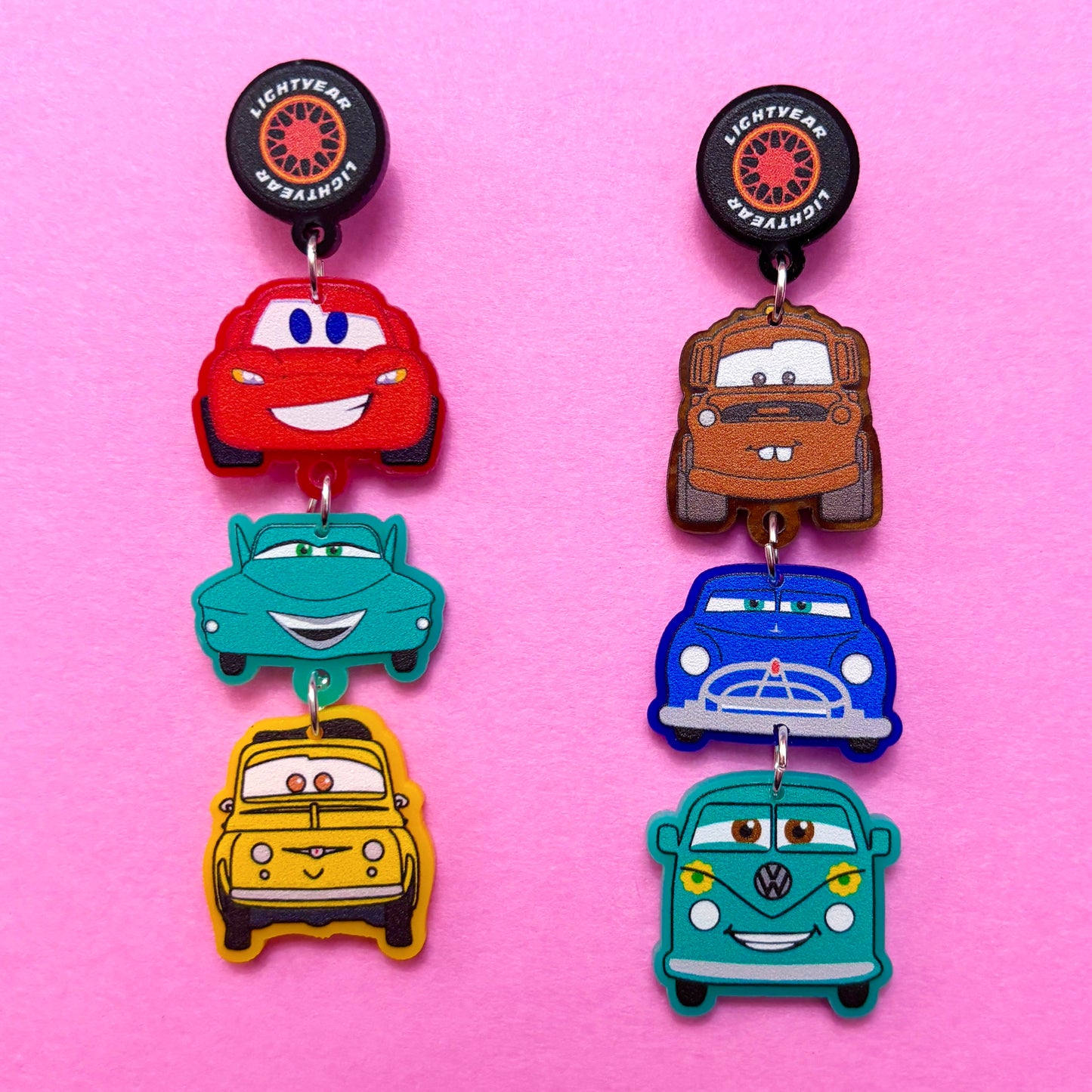 Cars Tiered Acrylic Drop Earrings