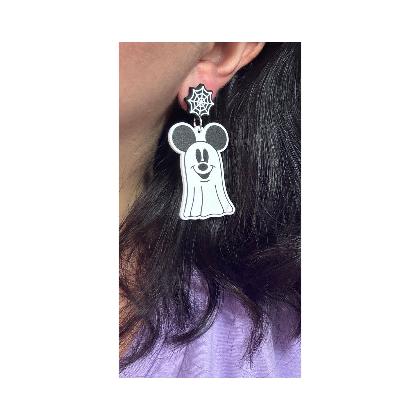 Boo Bash Bestie Mouse Ghost Drop Earrings