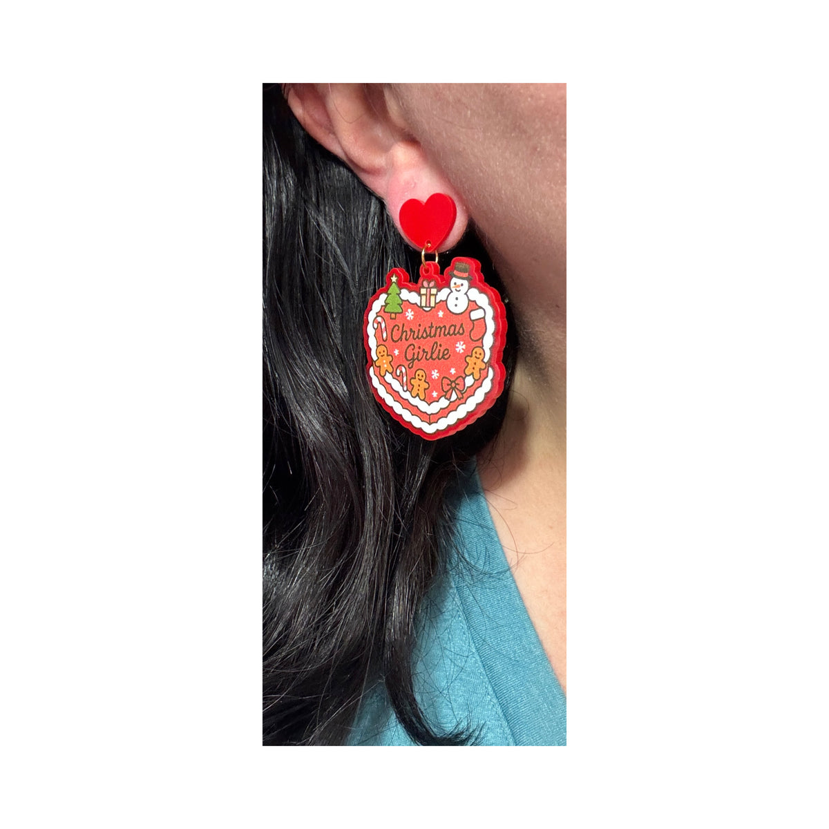 Christmas Girlie Cake Drop Earrings