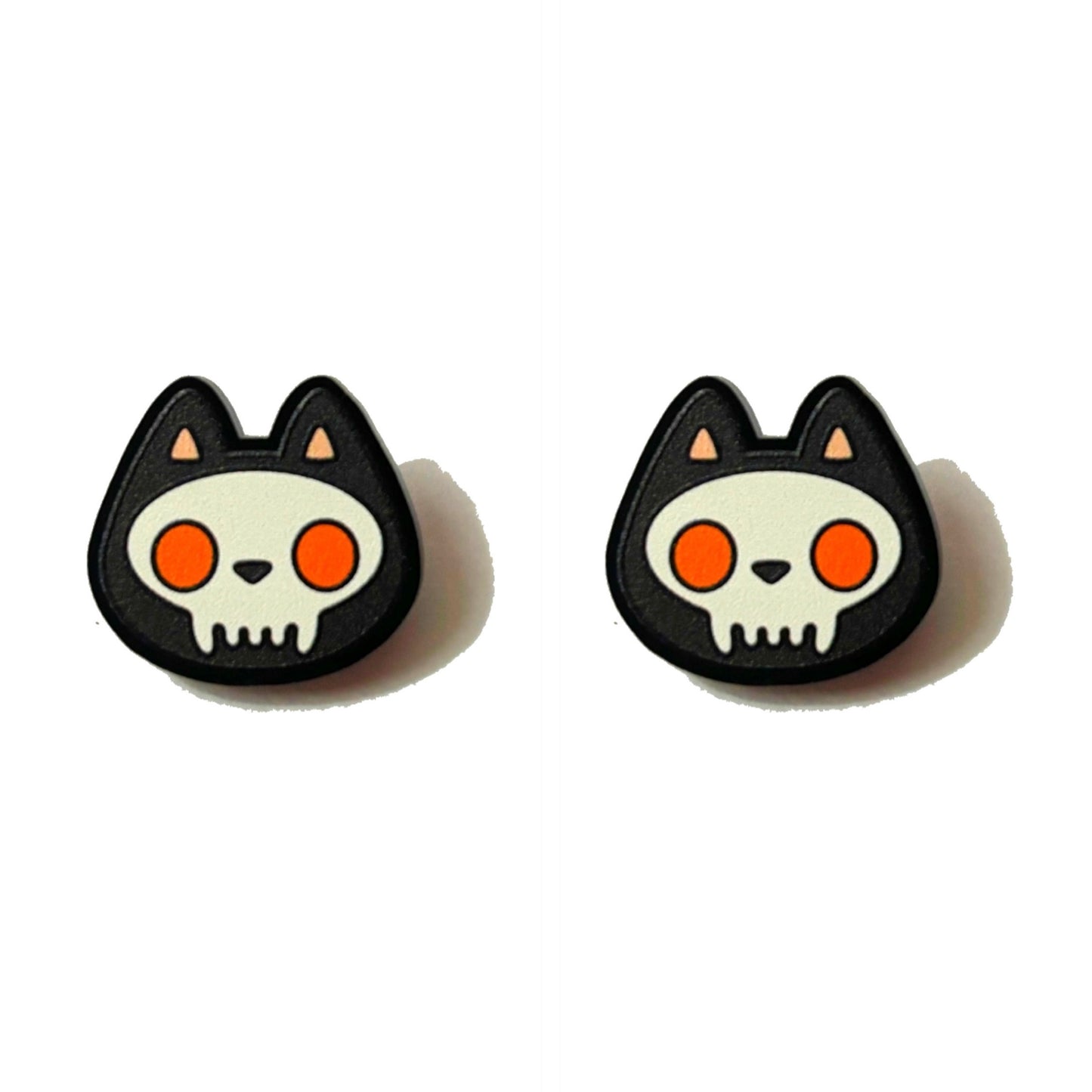 Skeleton Kitty Post Earrings