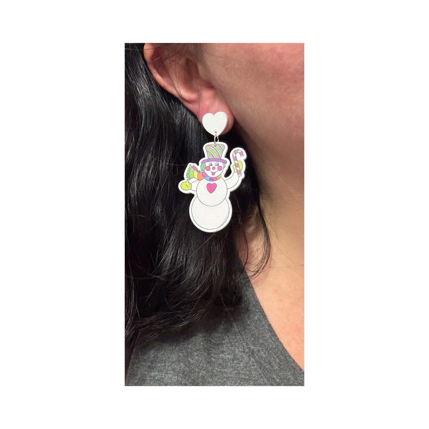 90s Neon Snowman Drop Earrings