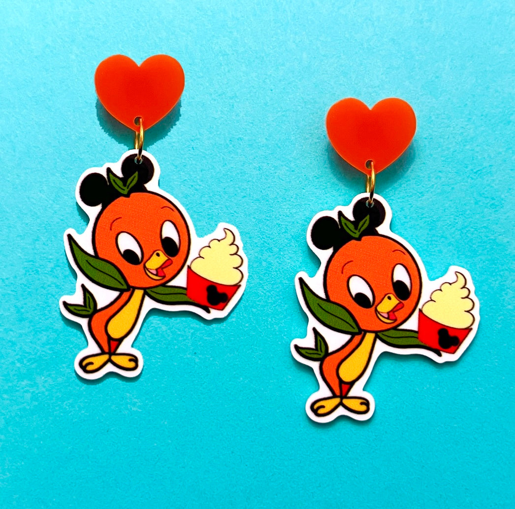 Orange Bird Dole Whip Drop Earrings