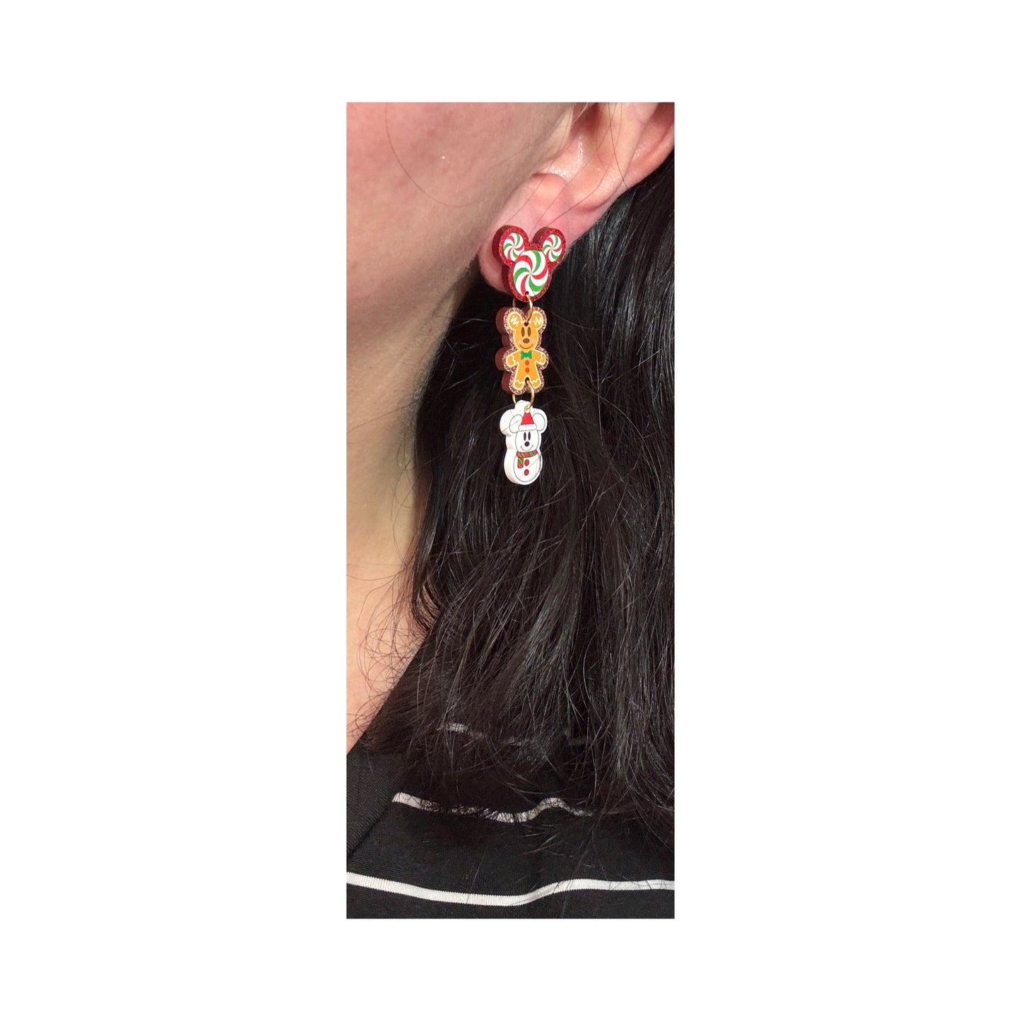 Red Mouse Holiday Tiered Acrylic Drop Earrings