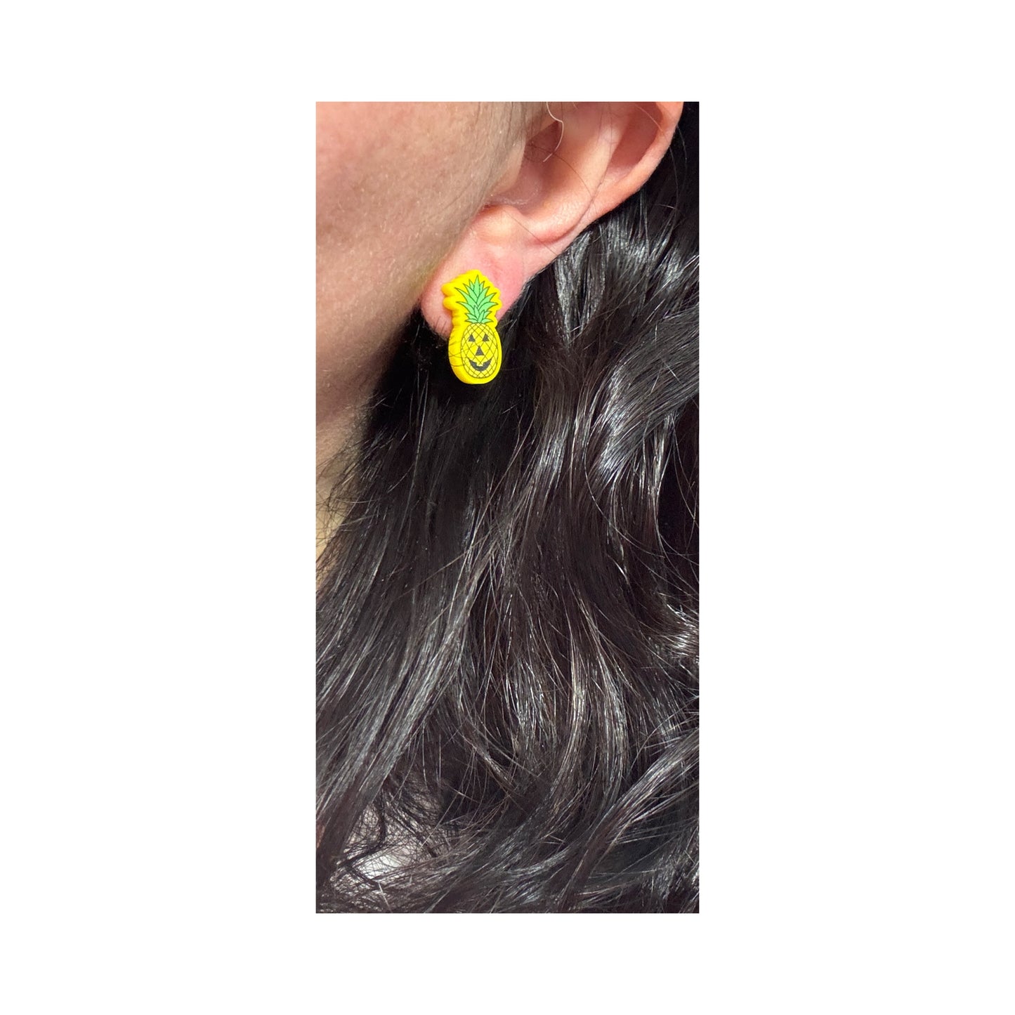 Pineapple Jack-O-Lantern Acrylic Post Earrings