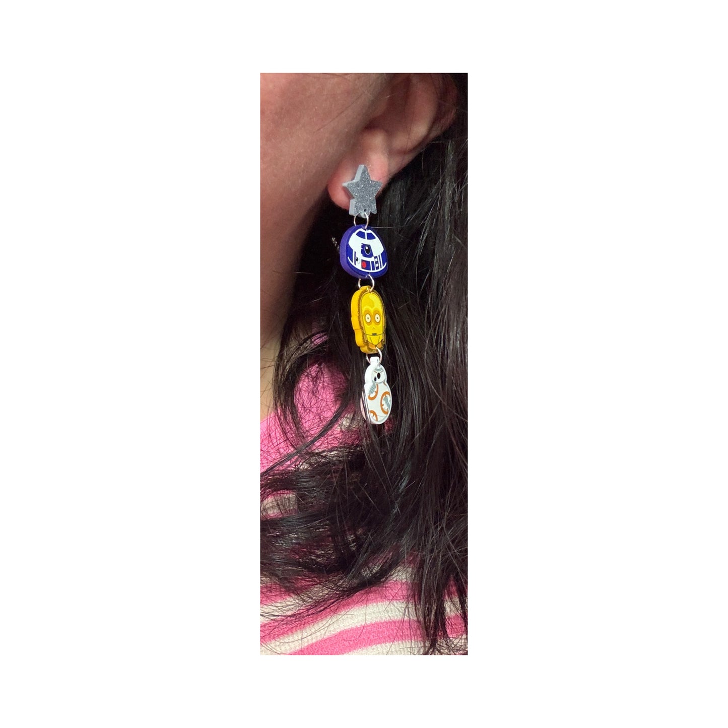 Droid Love Tiered Acrylic Drop Earrings