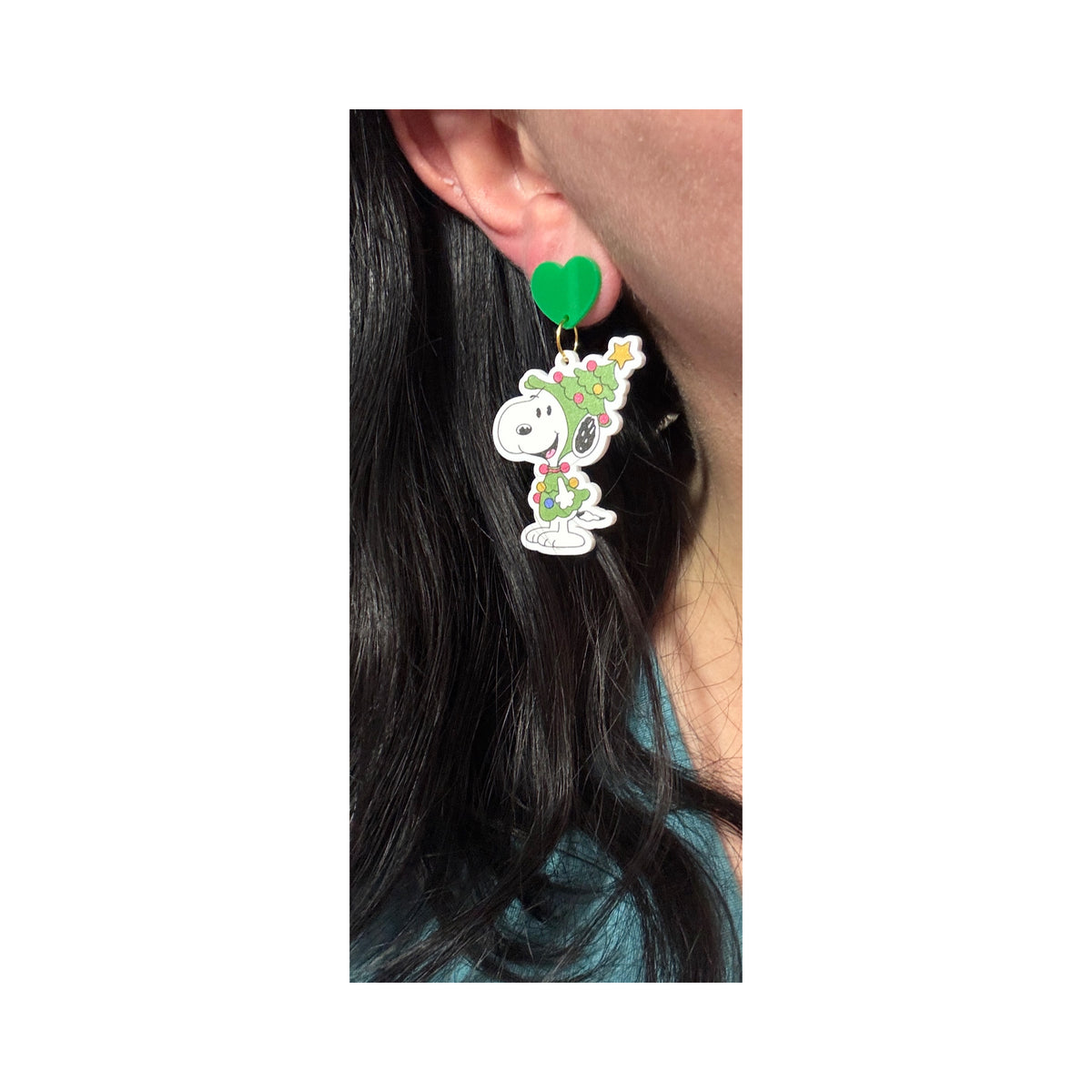 Christmas Tree Beagle Drop Earrings