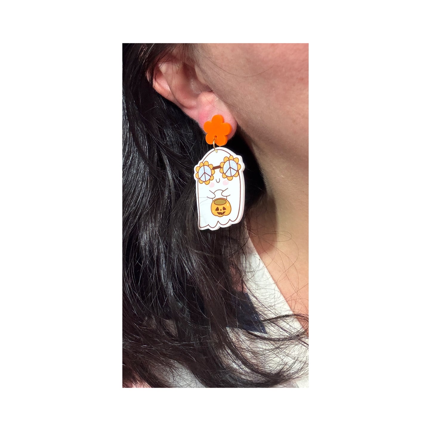 Groovy Orange Ghoul Drop Earrings