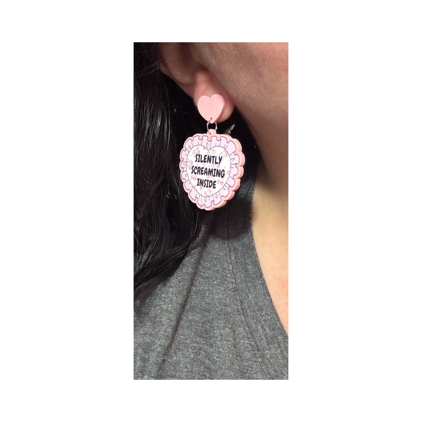 Silently Screaming Inside Drop Earrings