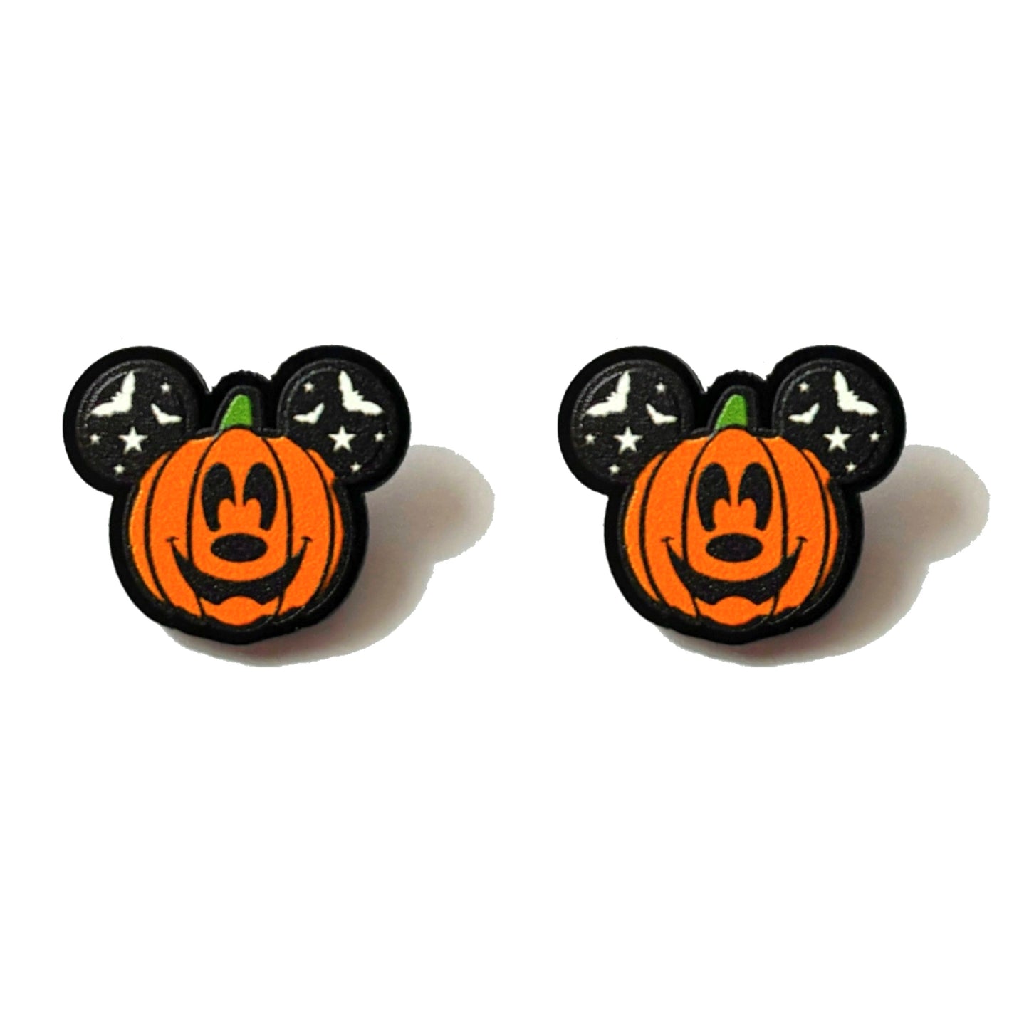 Mouse Pumpkin Bat Print Ear Post Earrings
