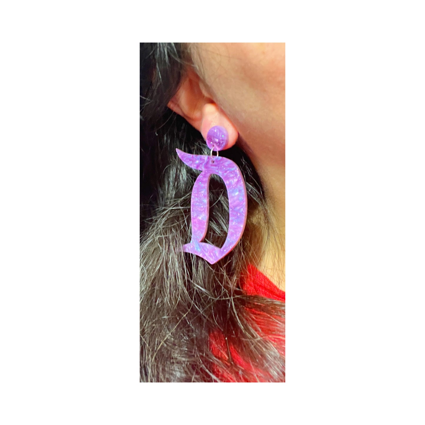 Galactic Purple Retro D Earrings