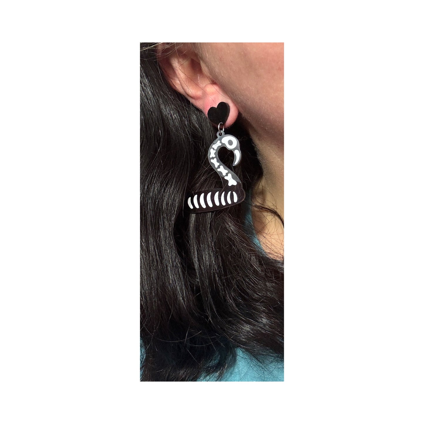 Skeleton Flamingo Floatie Drop Earrings
