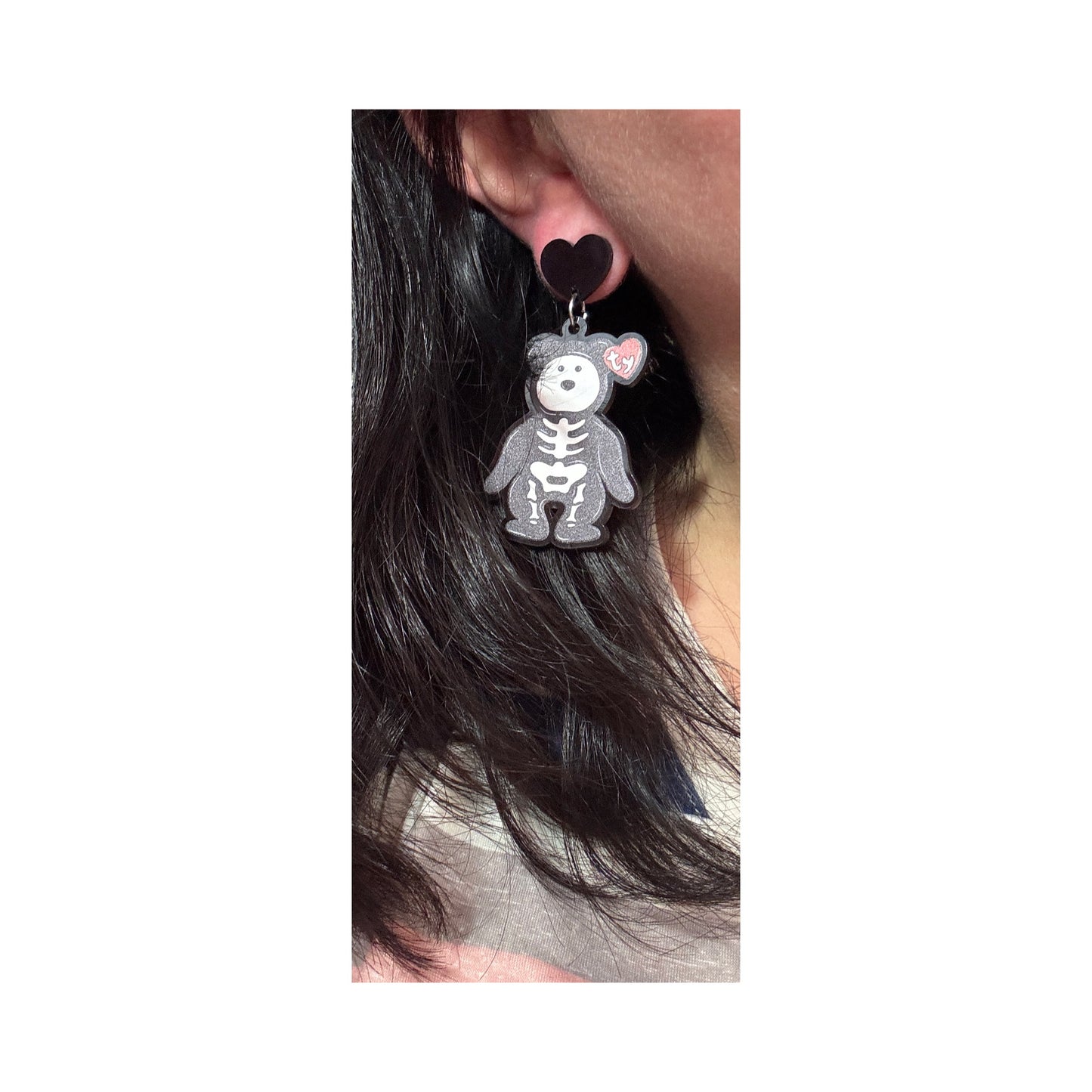 Skeleton Bean Bear Drop Earrings