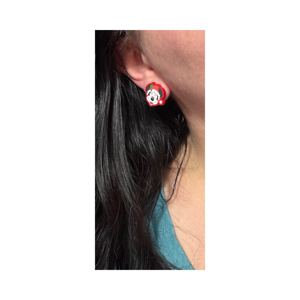 Retro Mouse Couple Santa Hat Drop Earrings