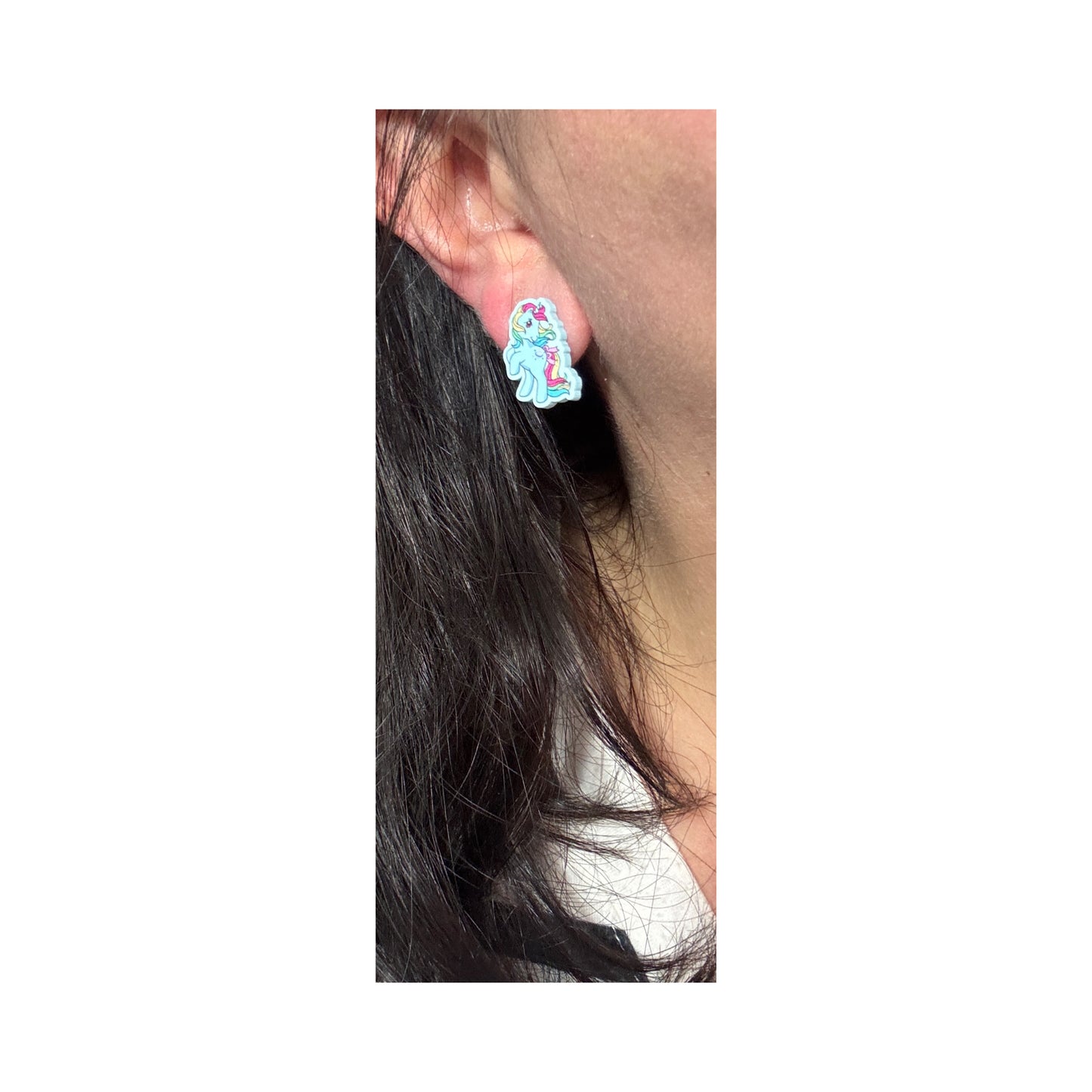 Moon Rainbow Pony Post Earrings