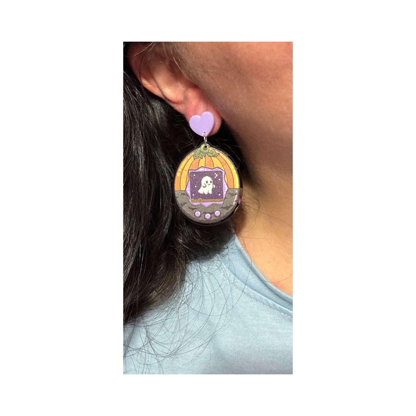 Spooky Digital Pet Drop Earrings