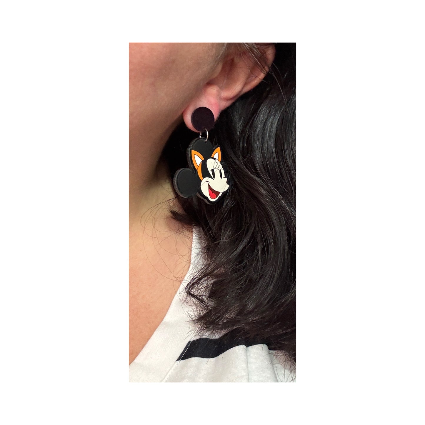 Retro Mouse Cat & Pumpkin Head Drop Earrings
