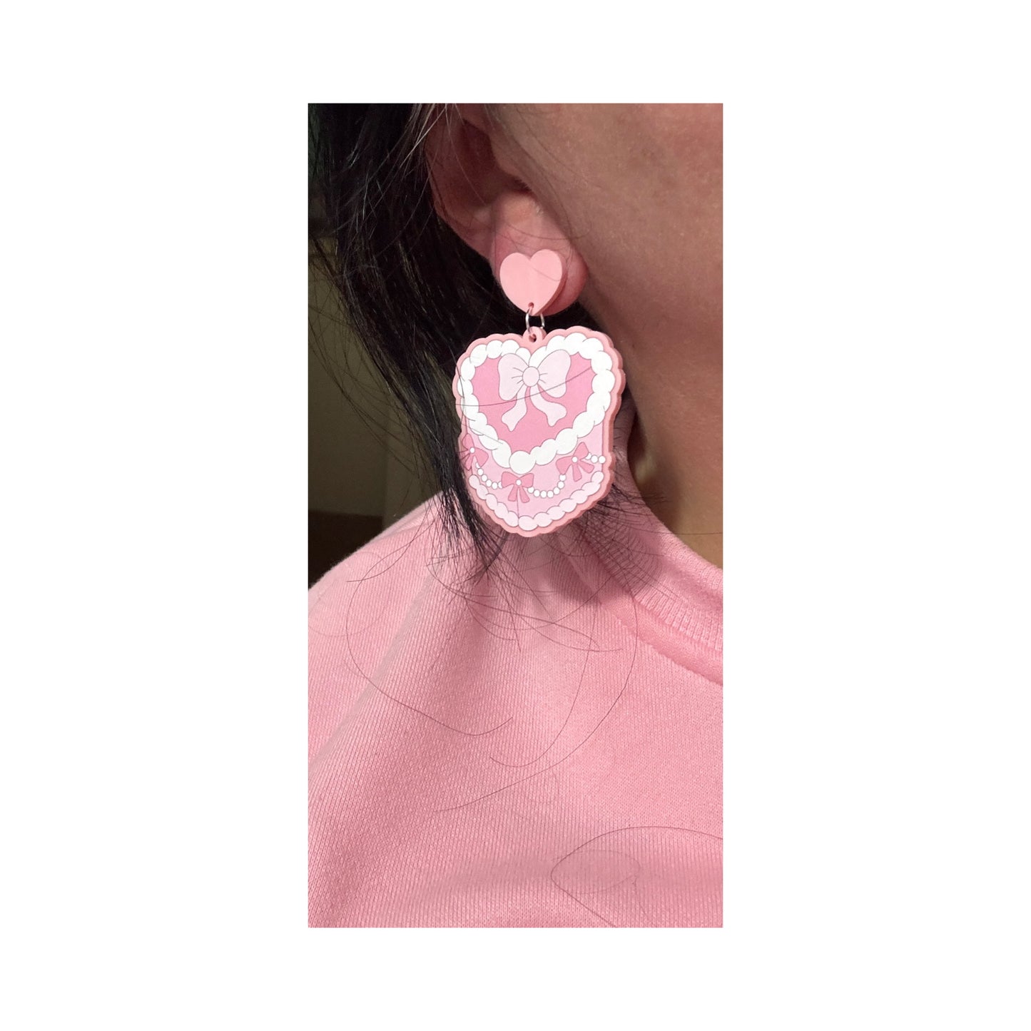 Coquette Heart Cake Drop Earrings