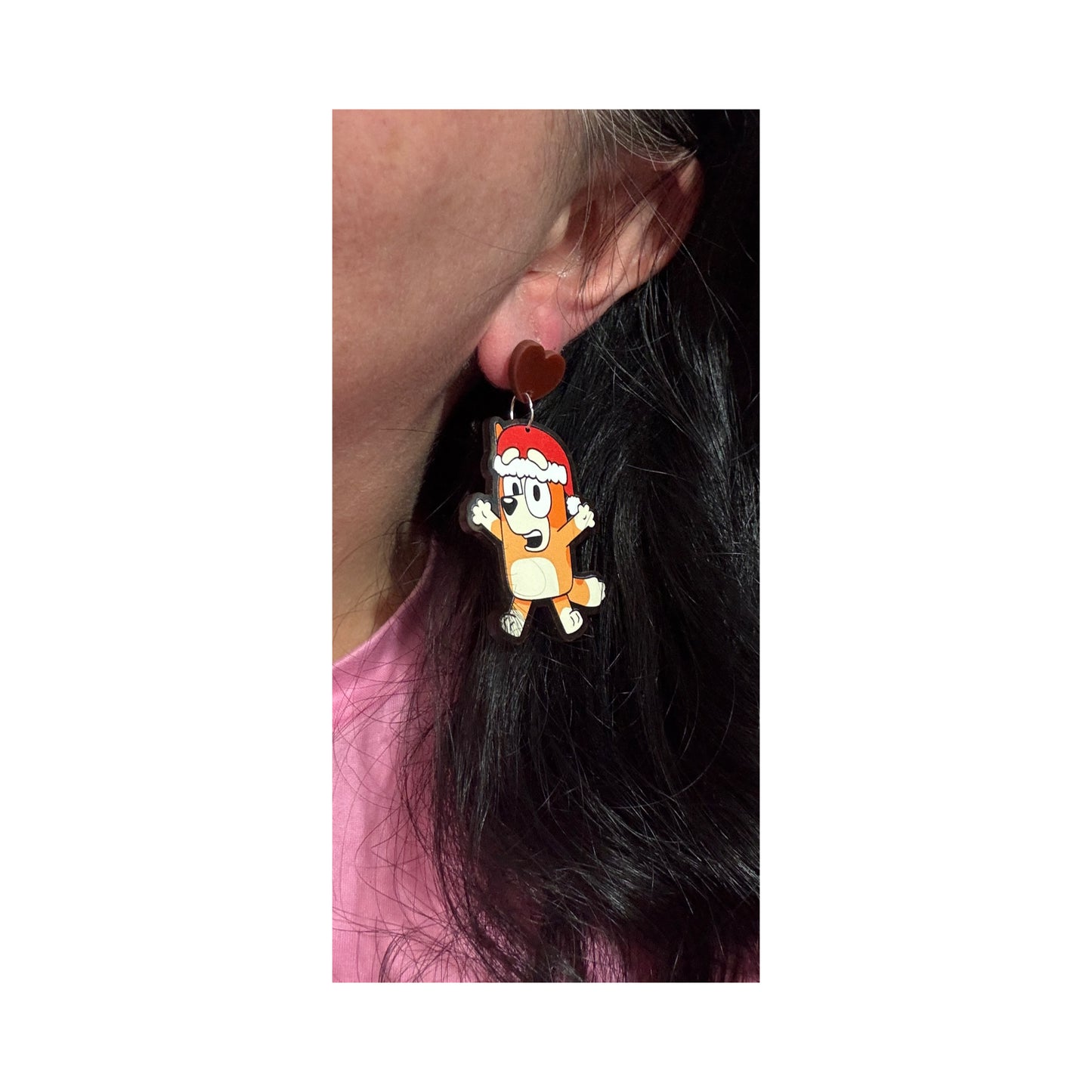 Santa Hat Heeler Sisters Drop Earrings