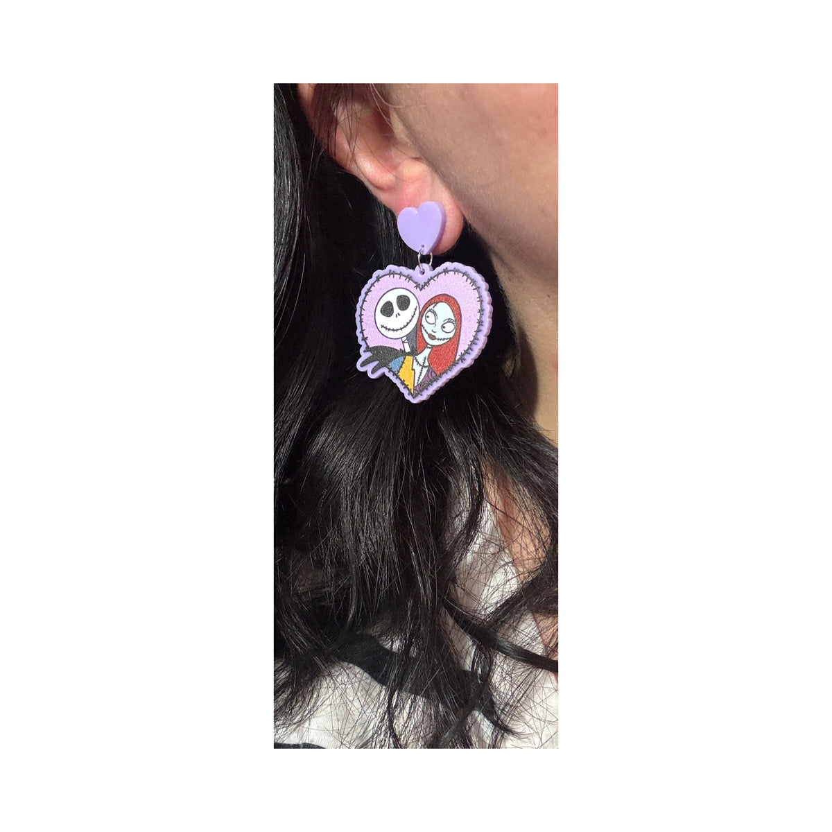 Pastel Jack & Sally Heart Drop Earrings