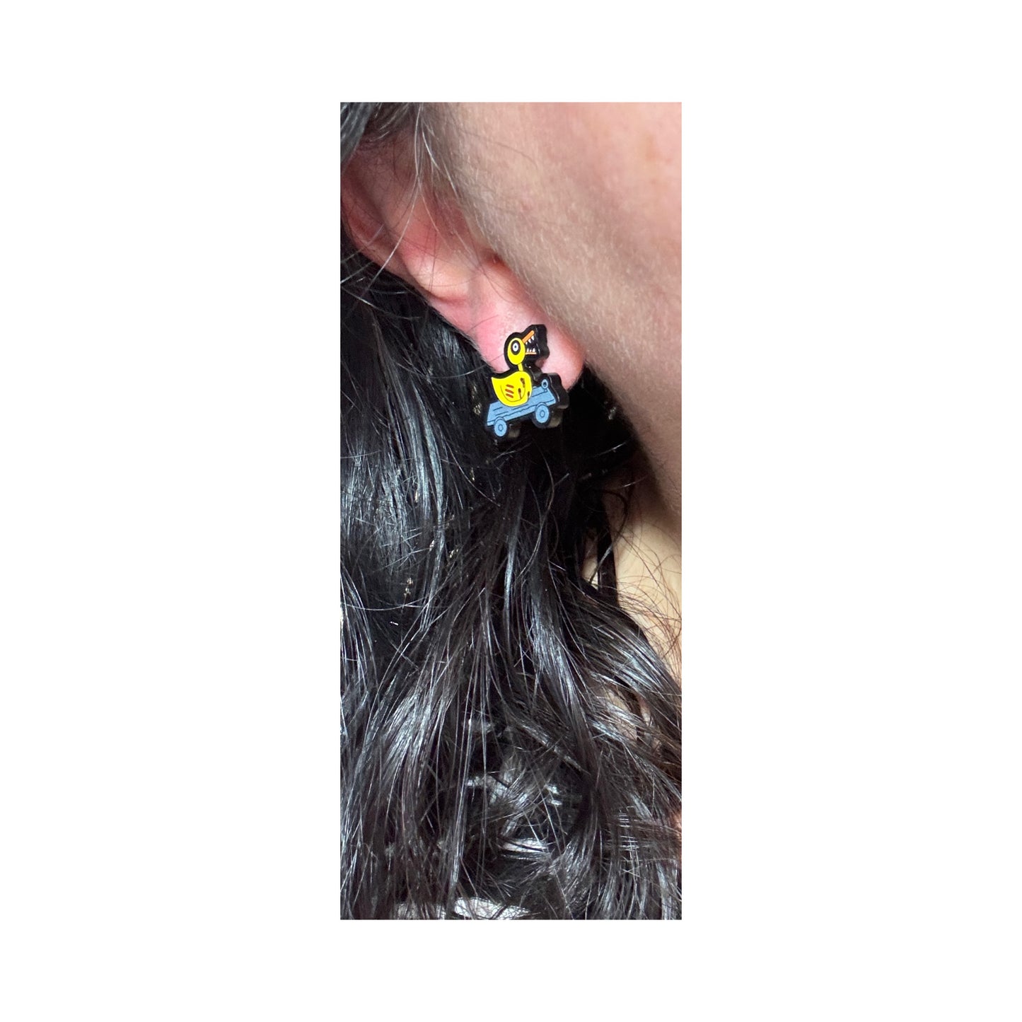 Scary Duck Toy Post Earrings