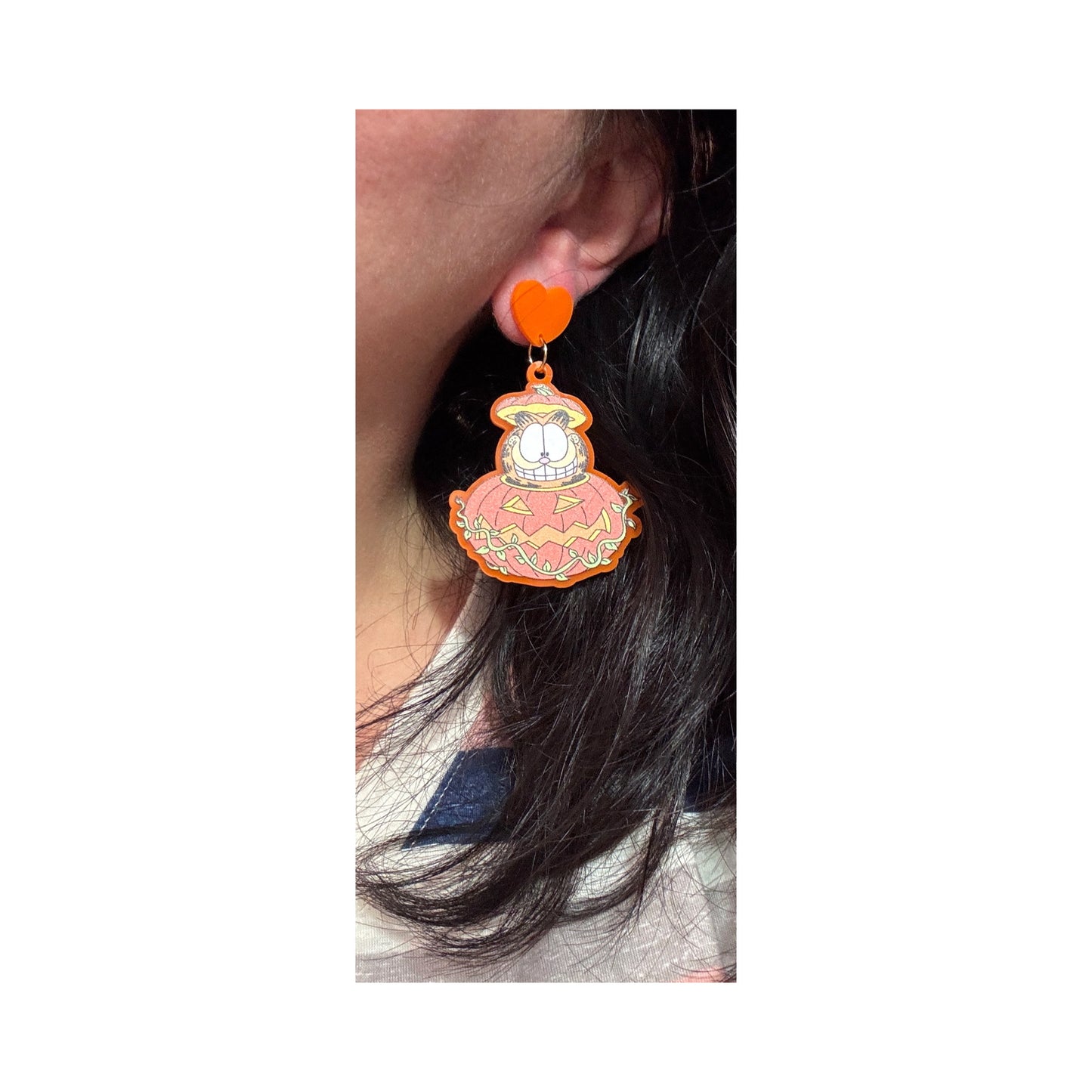 Pumpkin Fat Cat Drop Earrings