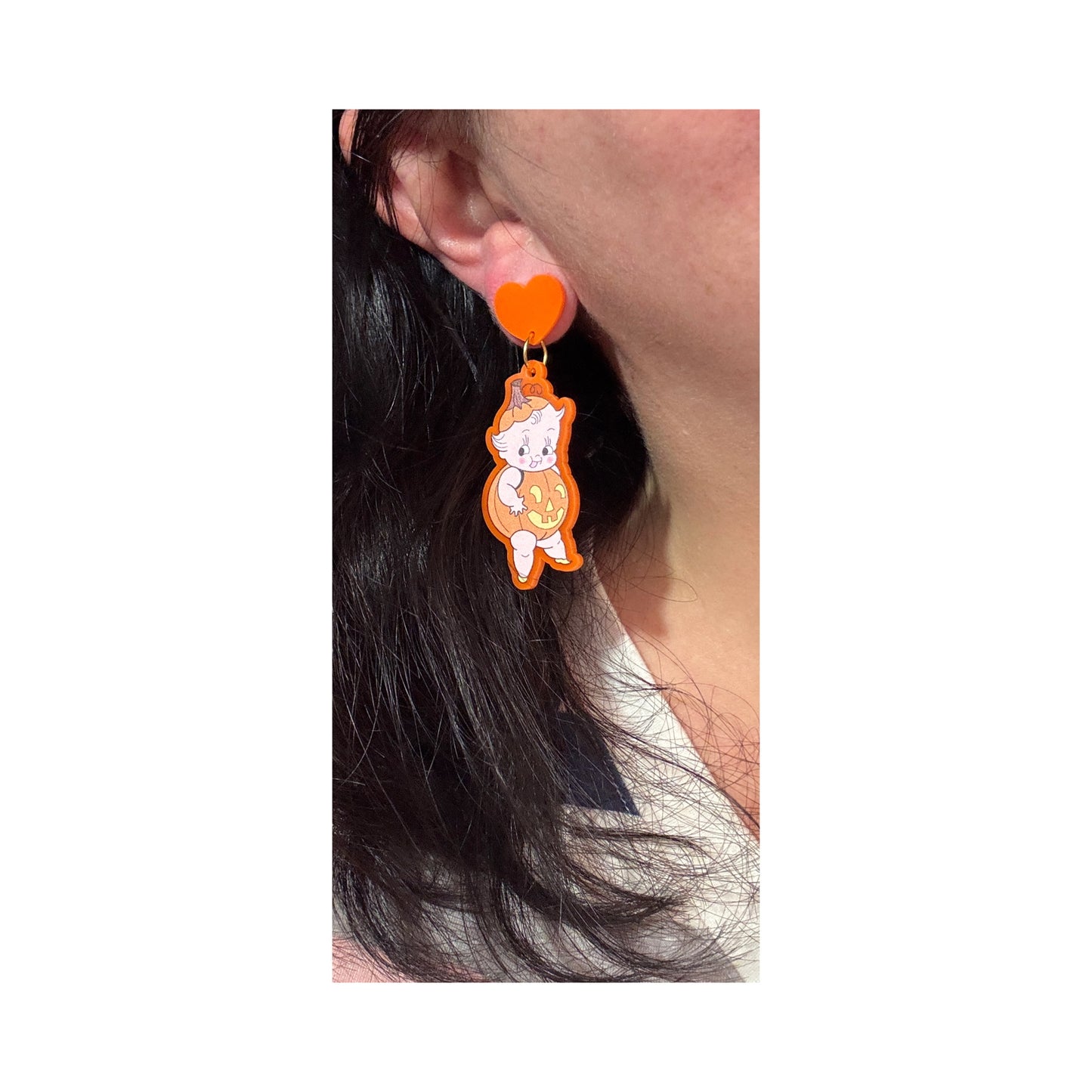Pumpkin Cutie Doll Drop Earrings