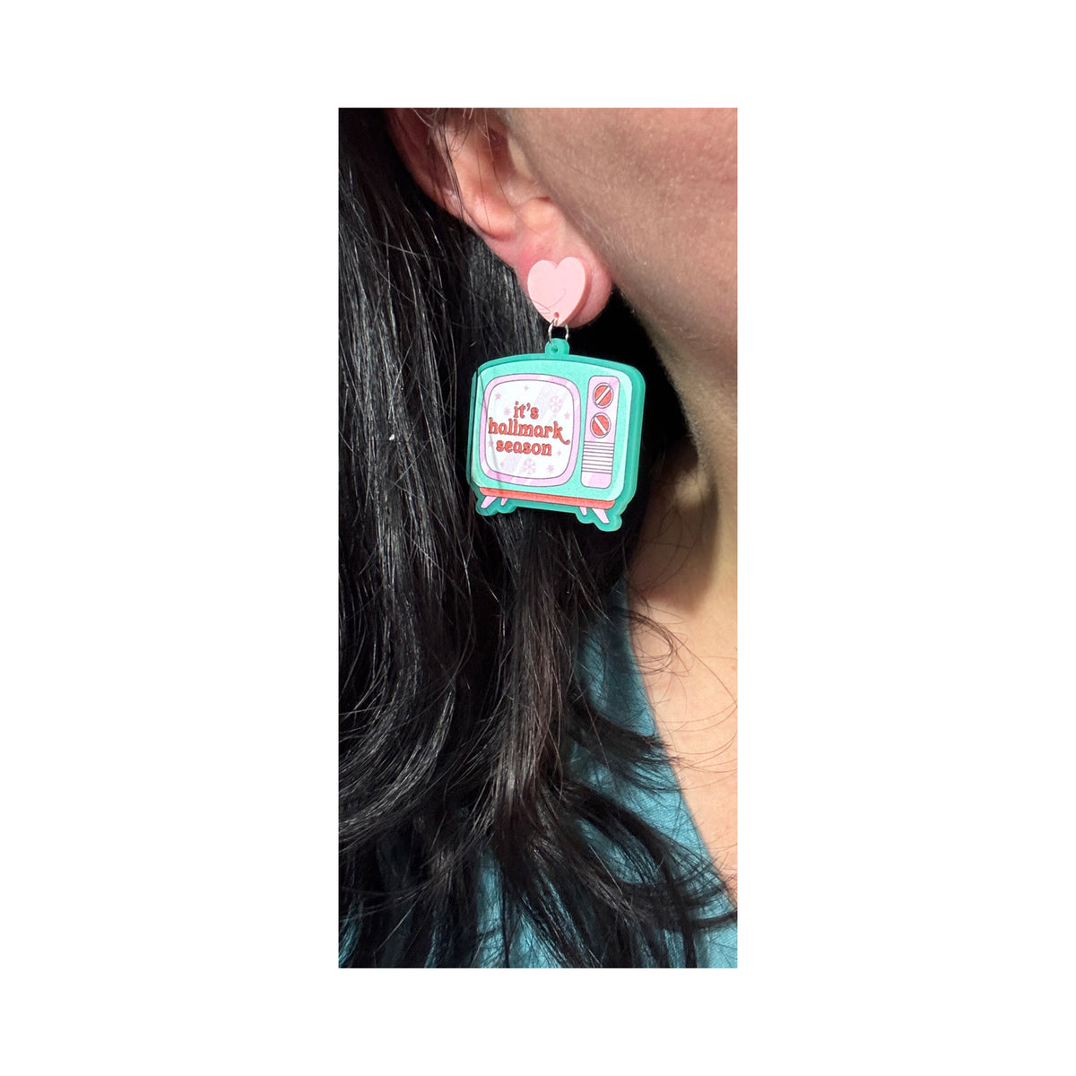 Hallmark Season Retro TV Drop Earrings