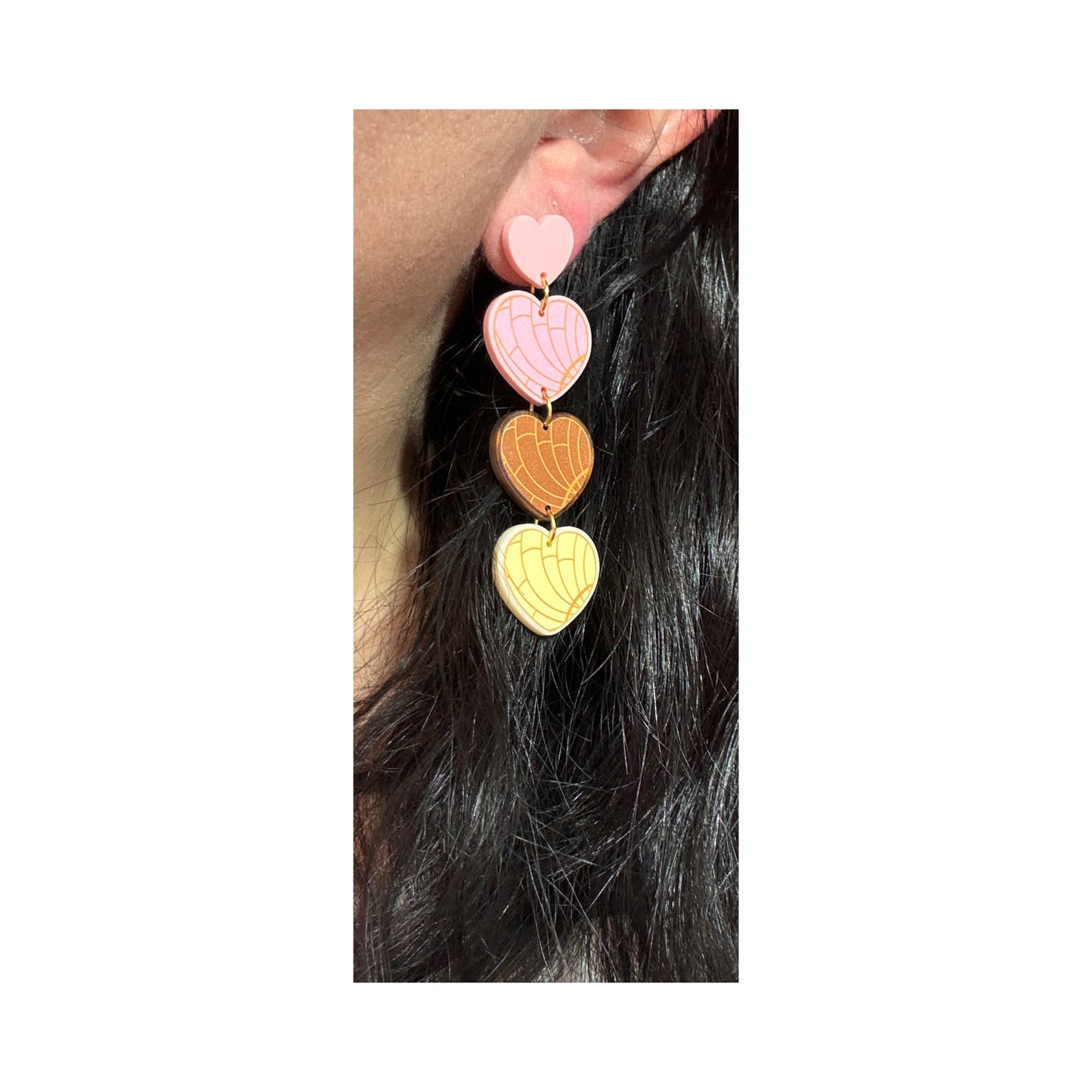 Concha Heart Tiered Drop Earrings