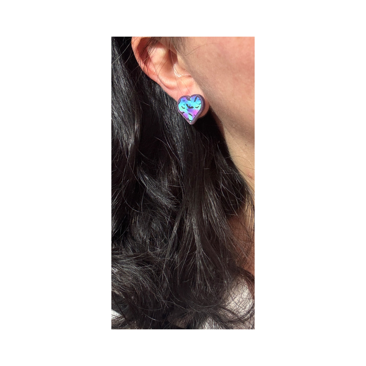 Spooky Neon Heart Post Earrings