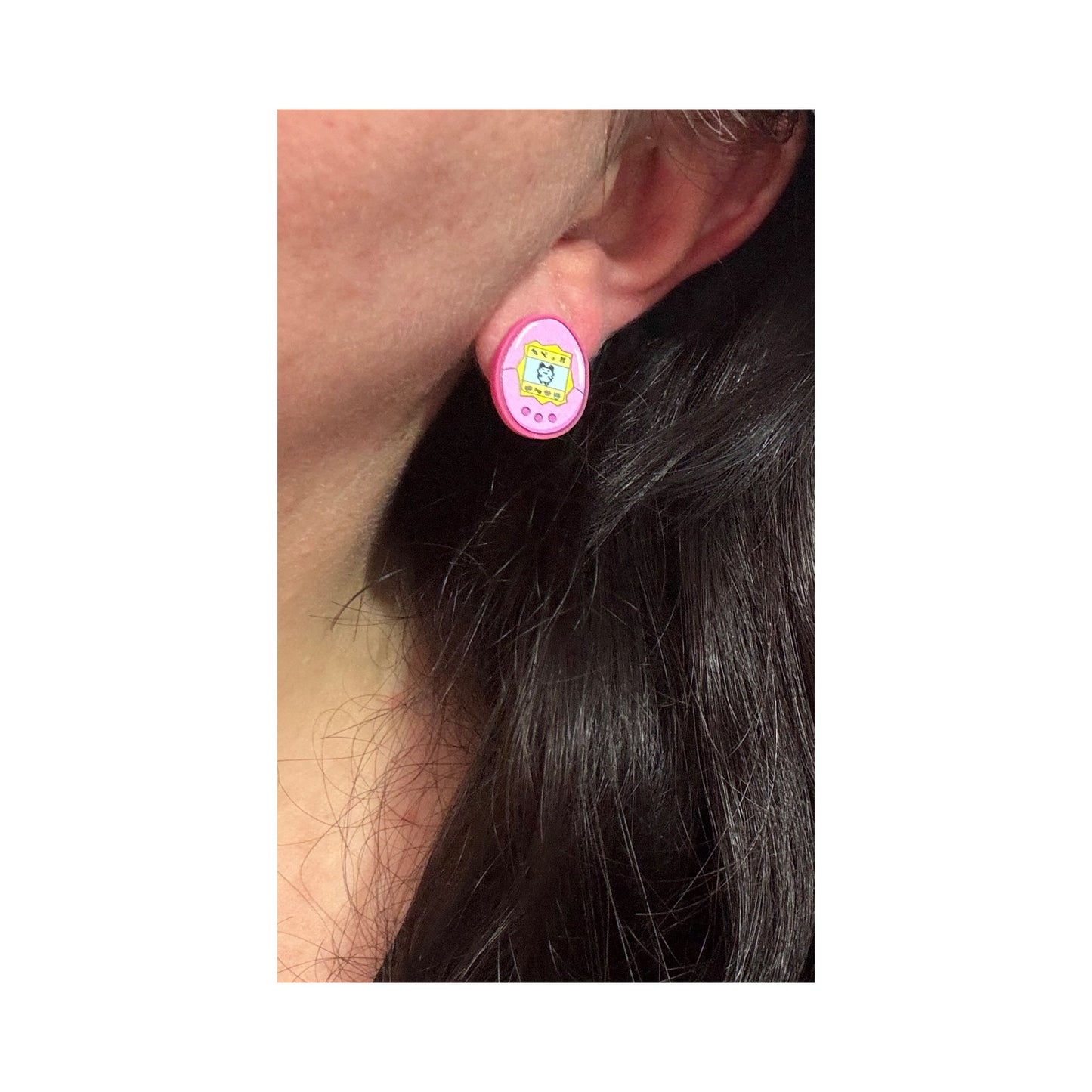 Hot Pink Digital Pet Post Earrings