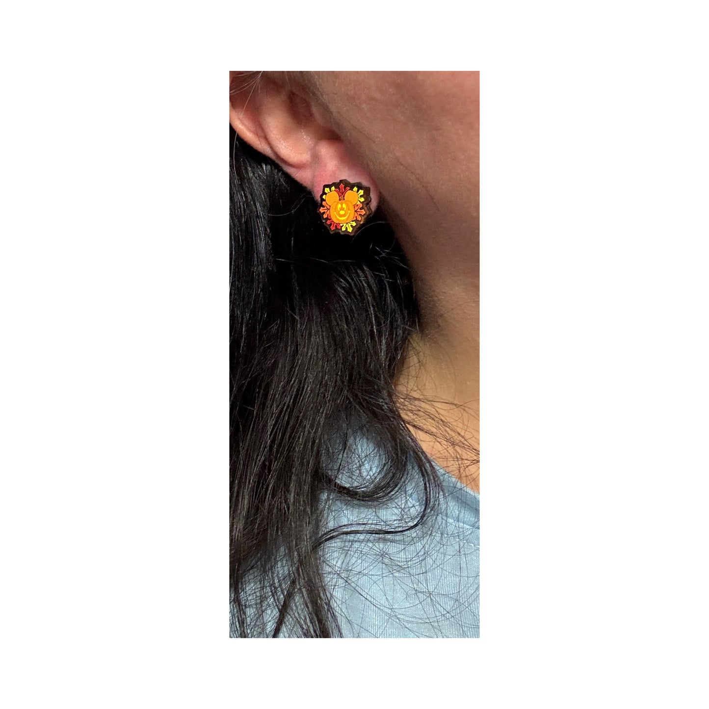 Autumn Mouse Pumpkin Post Earrings