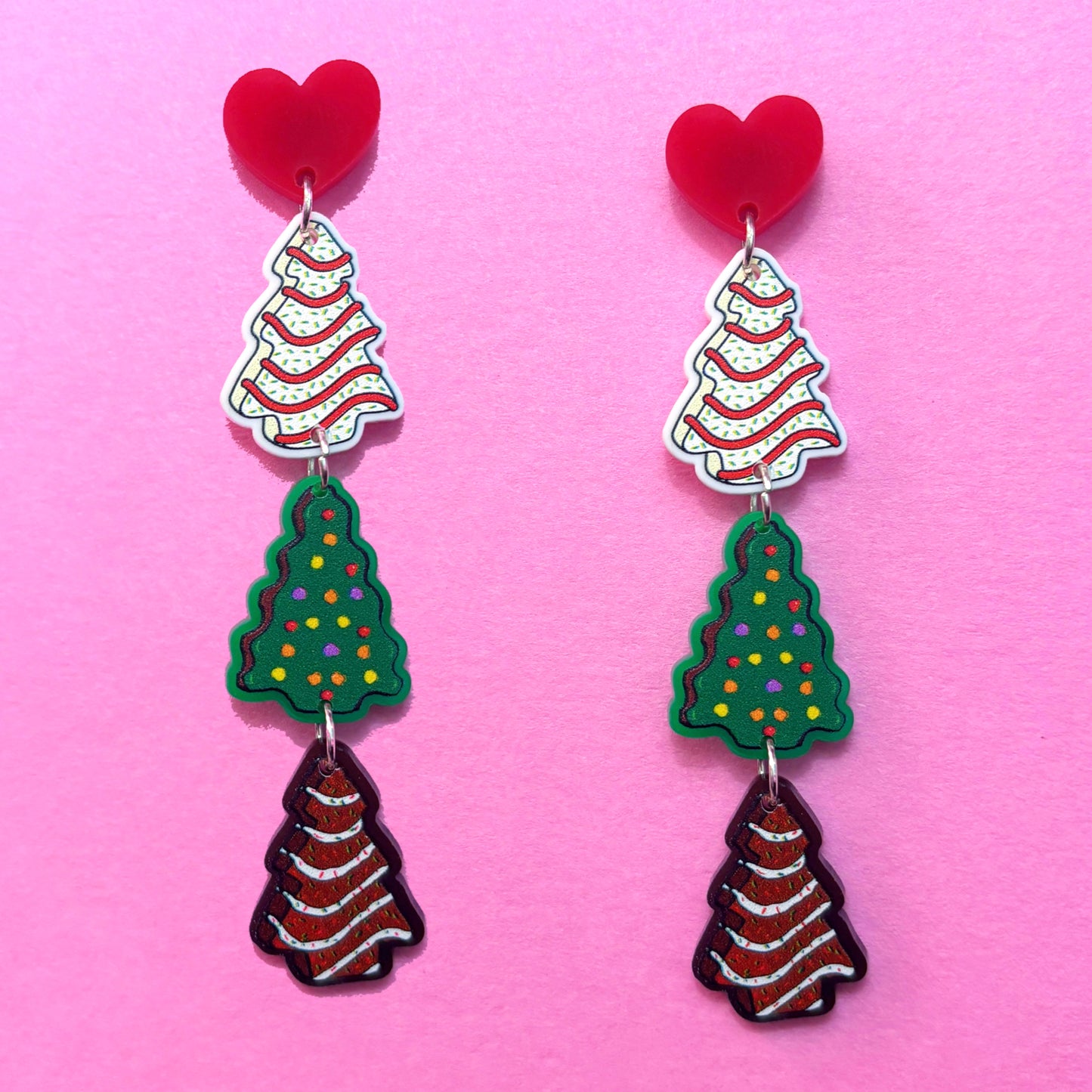 Christmas Tree Cake Tiered Drop Earrings