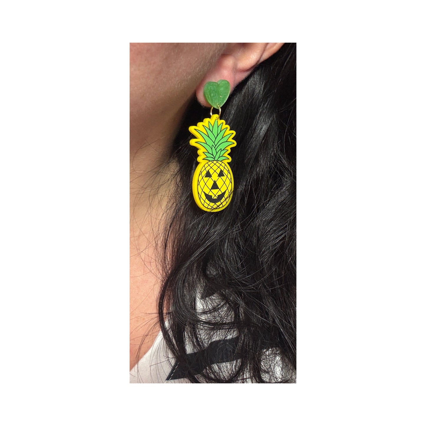 Pineapple Jack-O-Lantern Acrylic Drop Earrings