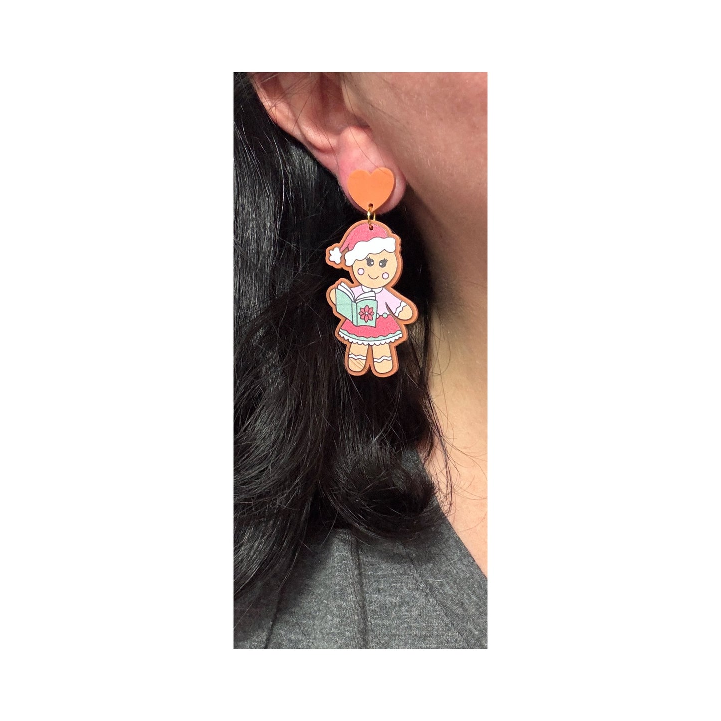 Bookish Gingerbread Girly Drop Earrings