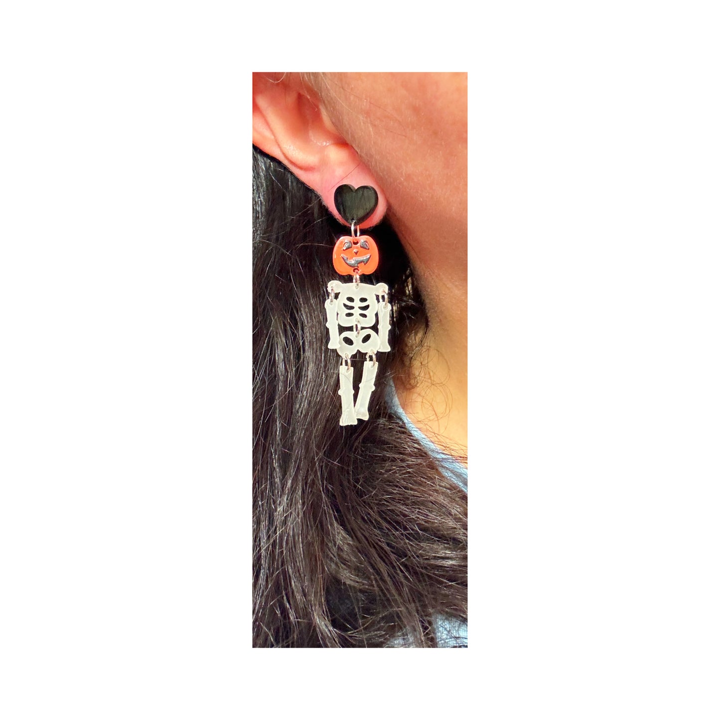Pumpkin Skeleton Glow In The Dark Drop Earrings