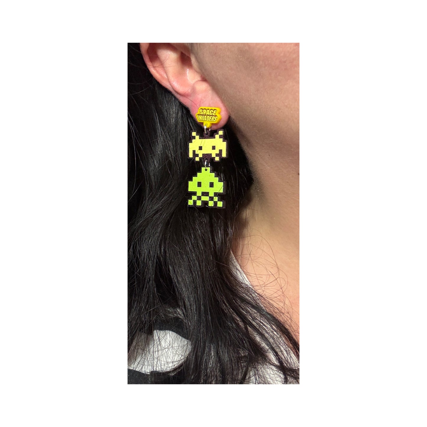 Alien Invaders Game Tiered Drop Earrings