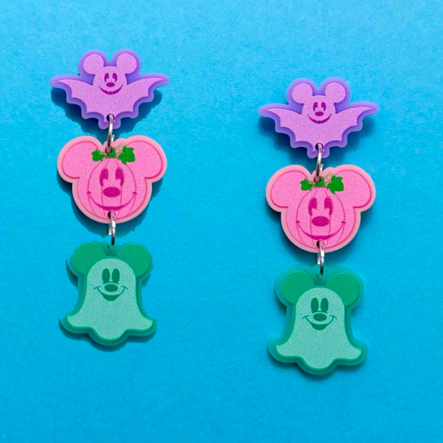 Pastel Mouse Halloween Tiered Drop Earrings